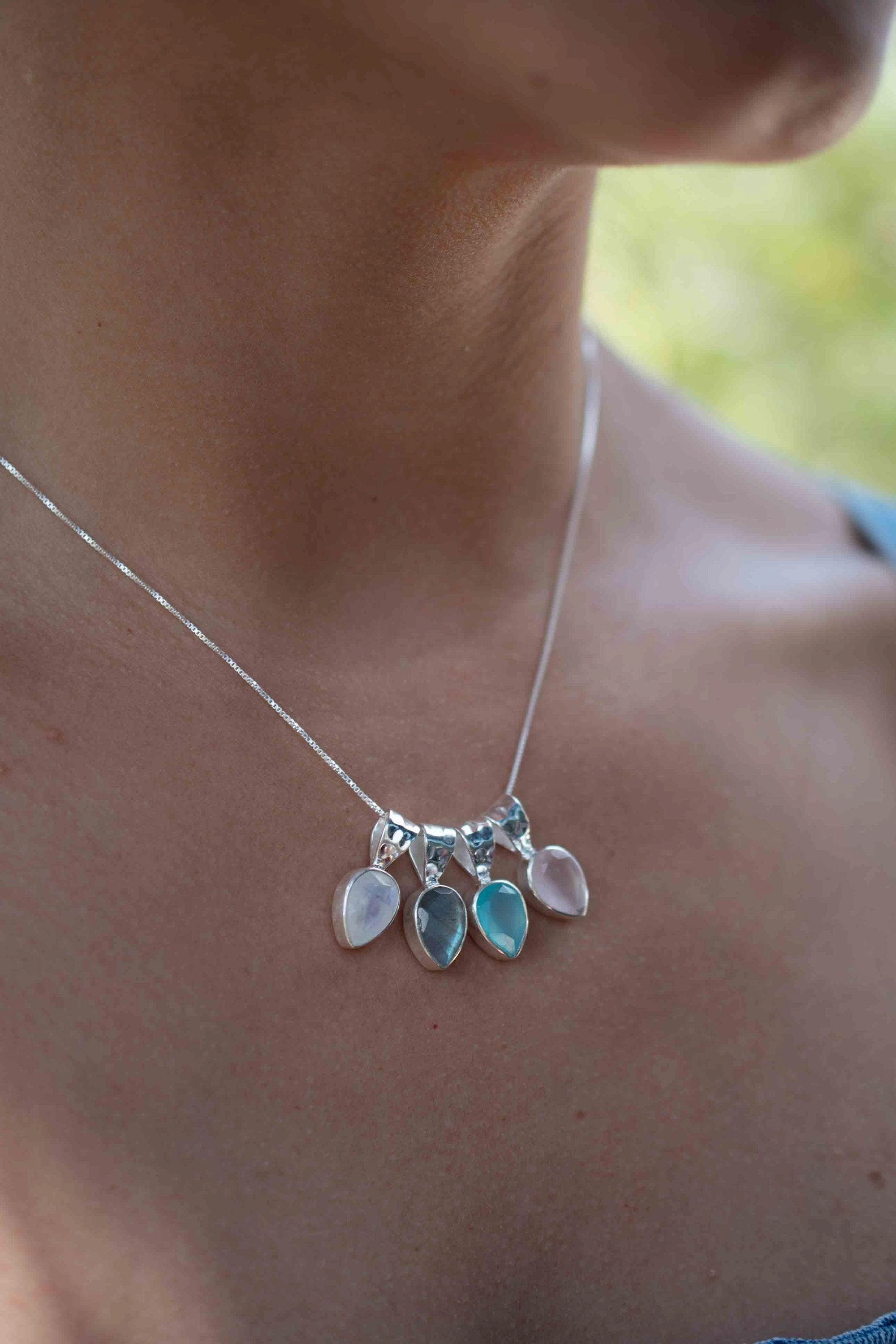 Labradorite, Aqua Chalcedony, Rose Quartz, Moonstone ~ Sterling Silver  ~ MP011