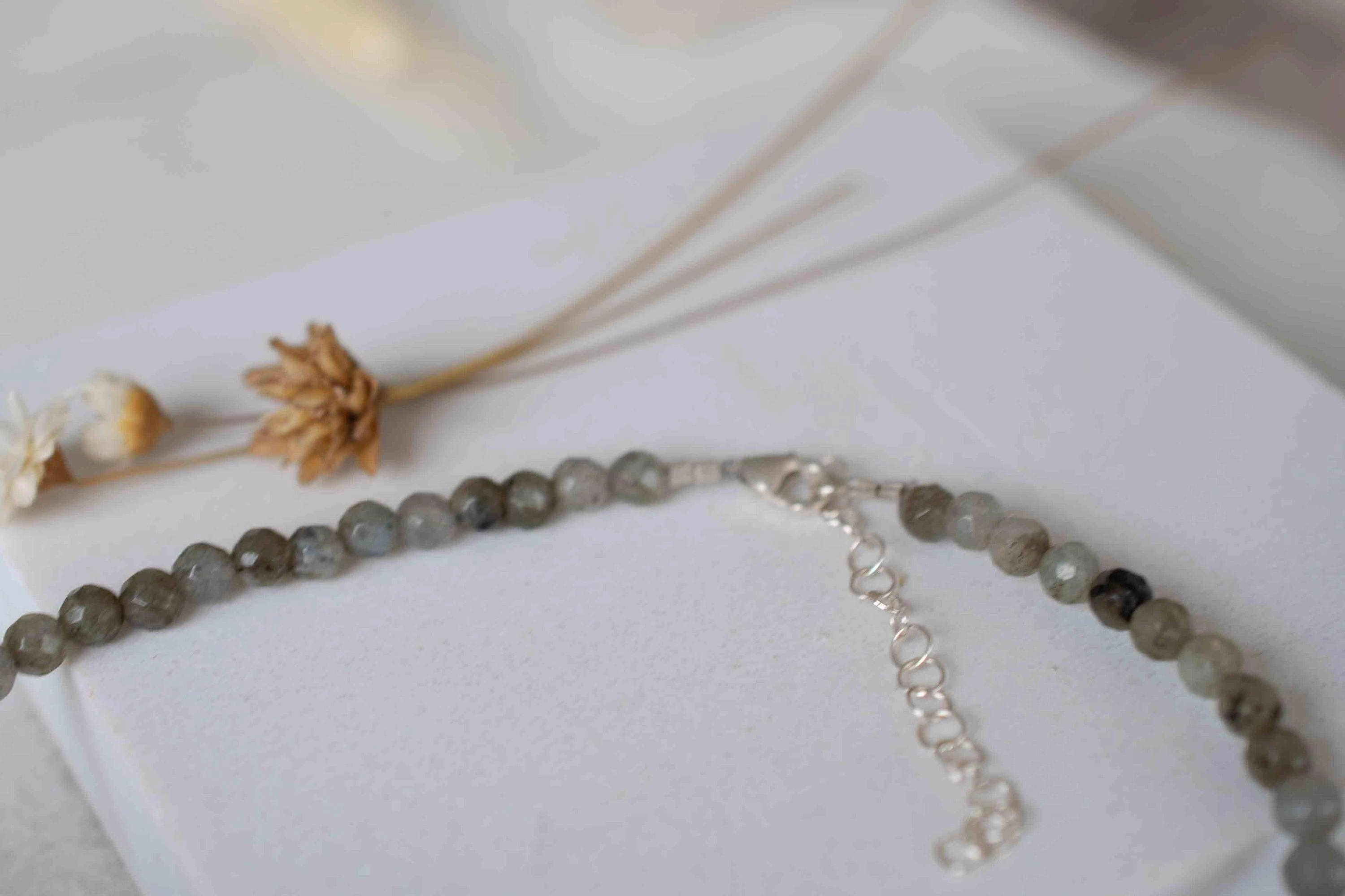 Labradorite Bead Necklace ~ Sterling Silver 925 ~ MN002