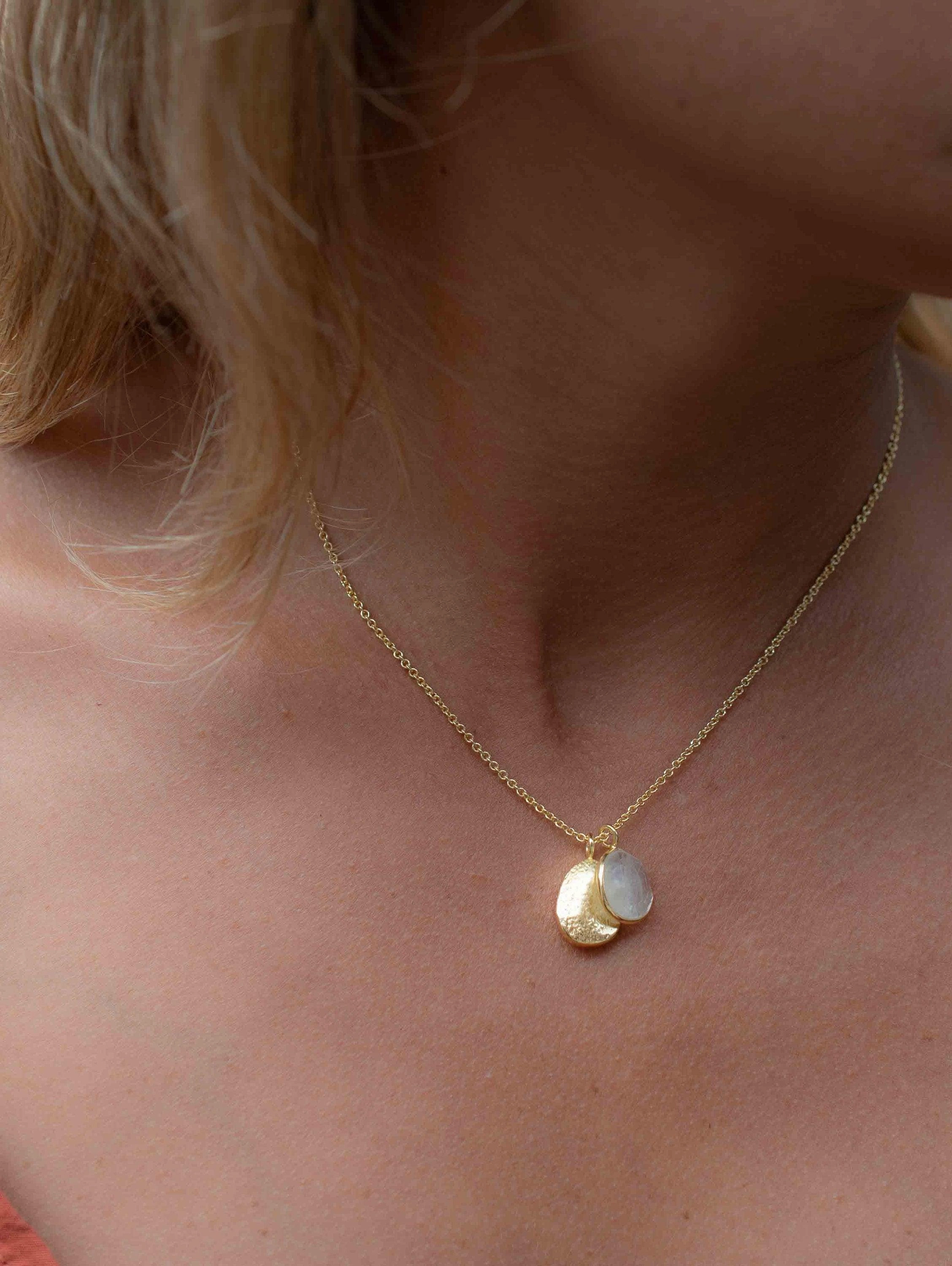 Labradorite, Copper Turquoise or Moonstone ~ Necklace ~ Gold plated 18k ~ MN114