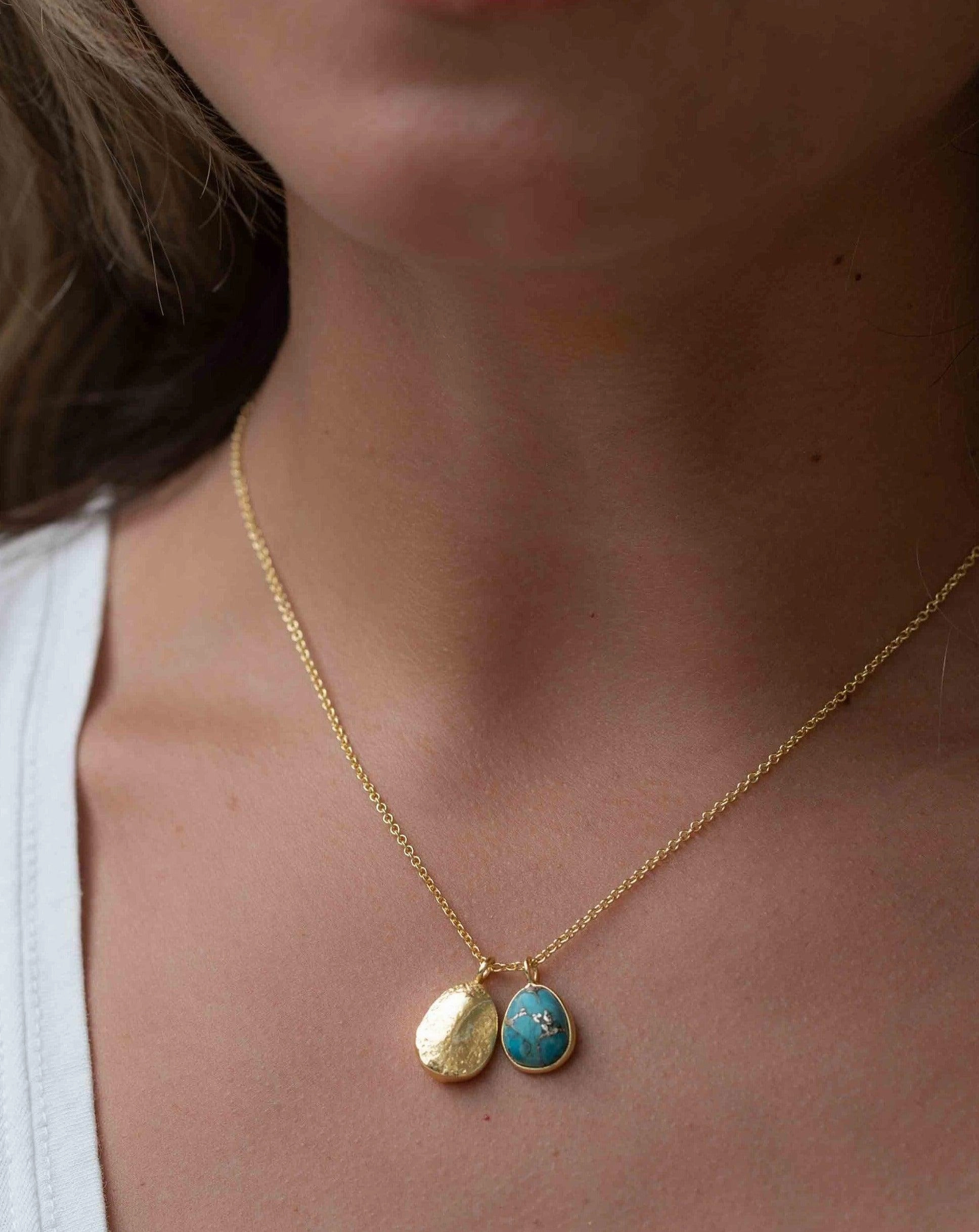 Labradorite, Copper Turquoise or Moonstone ~ Necklace ~ Gold plated 18k ~ MN114