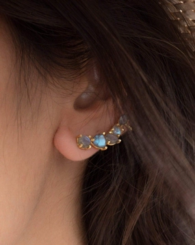 Labradorite Ear Climber Earrings ~ 18k Gold Plated ~ ME169