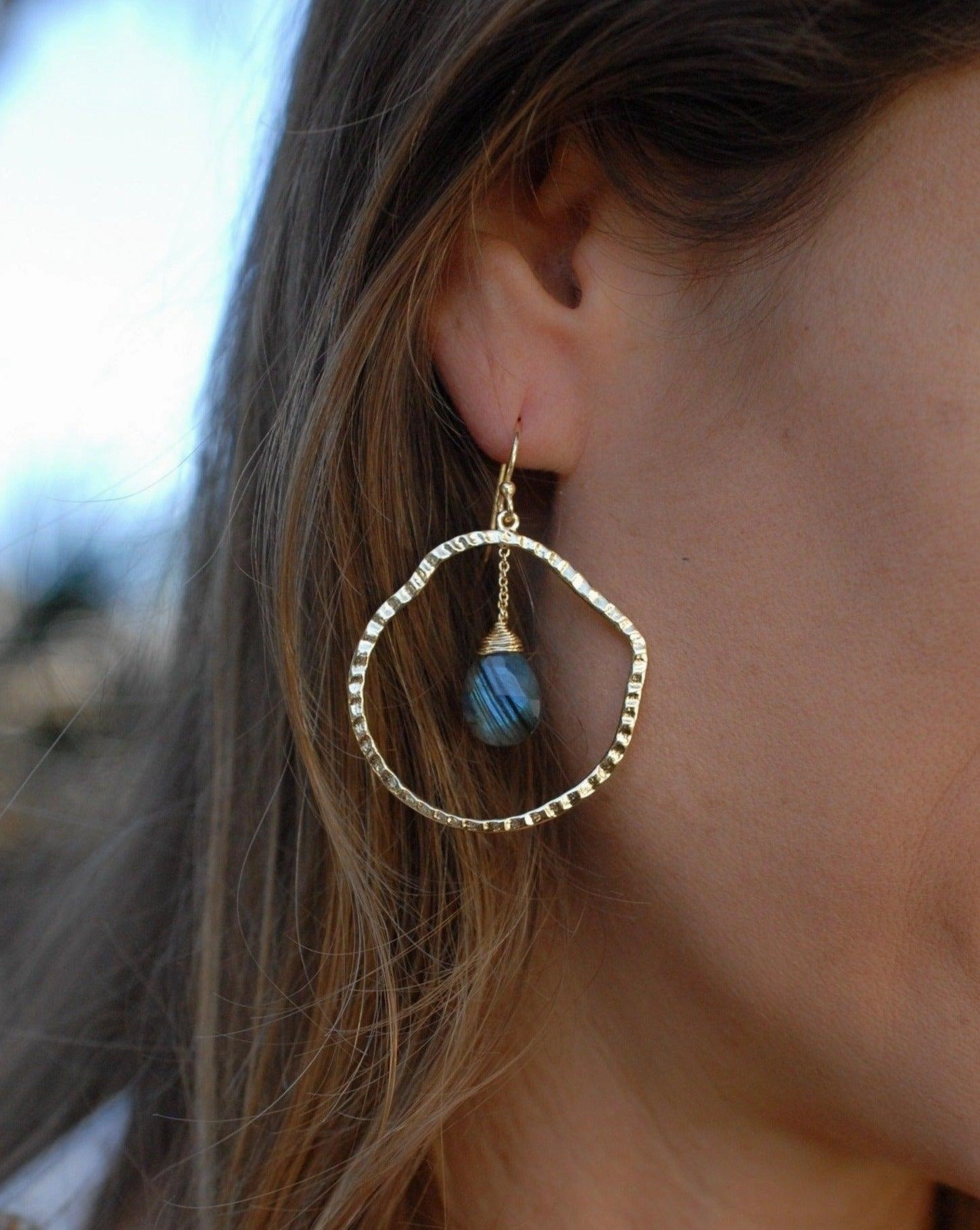 Labradorite Earrings~18k Gold Plated ~ME014