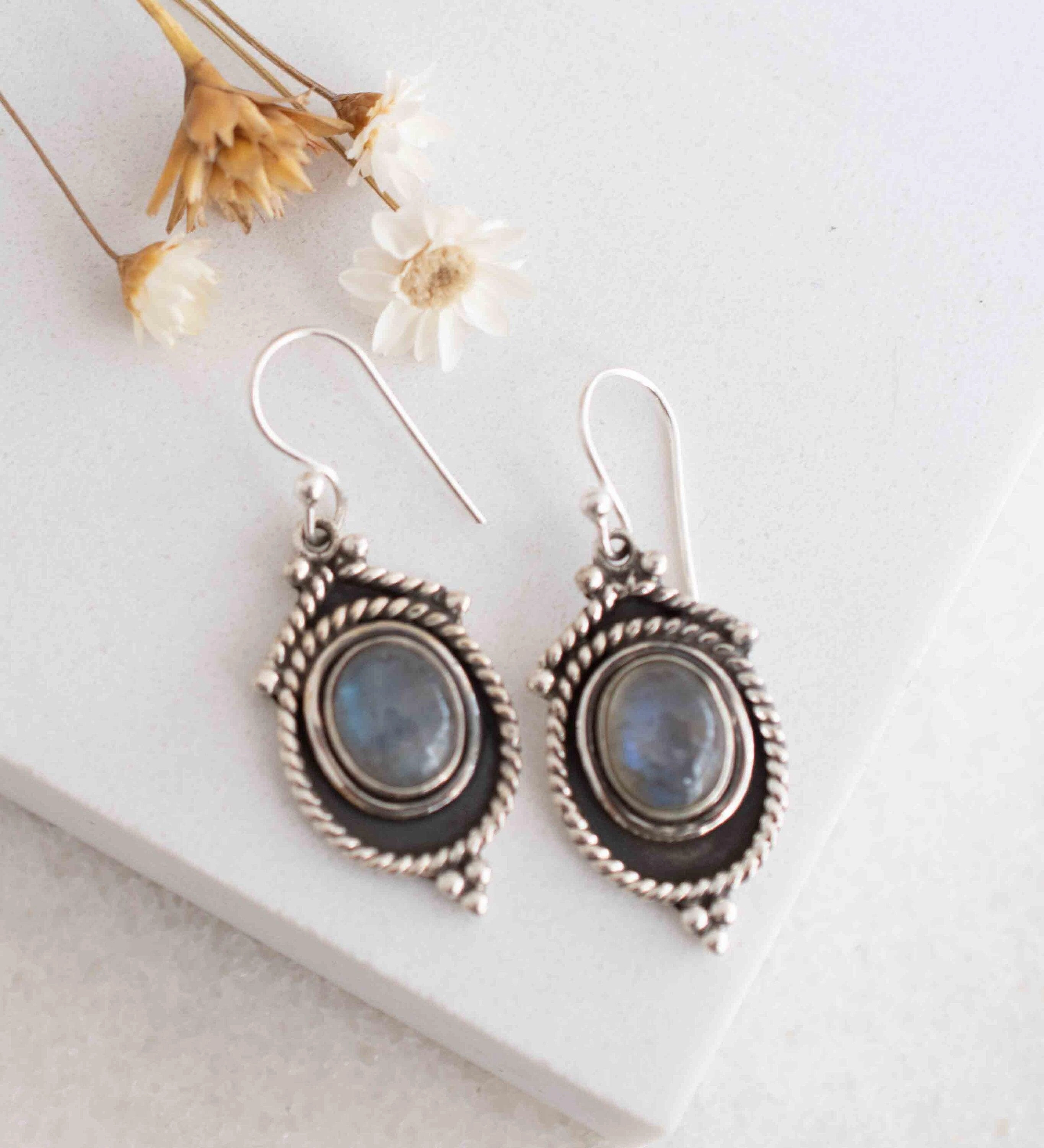 Labradorite Earrings ~ Sterling Silver 925 ~ME002