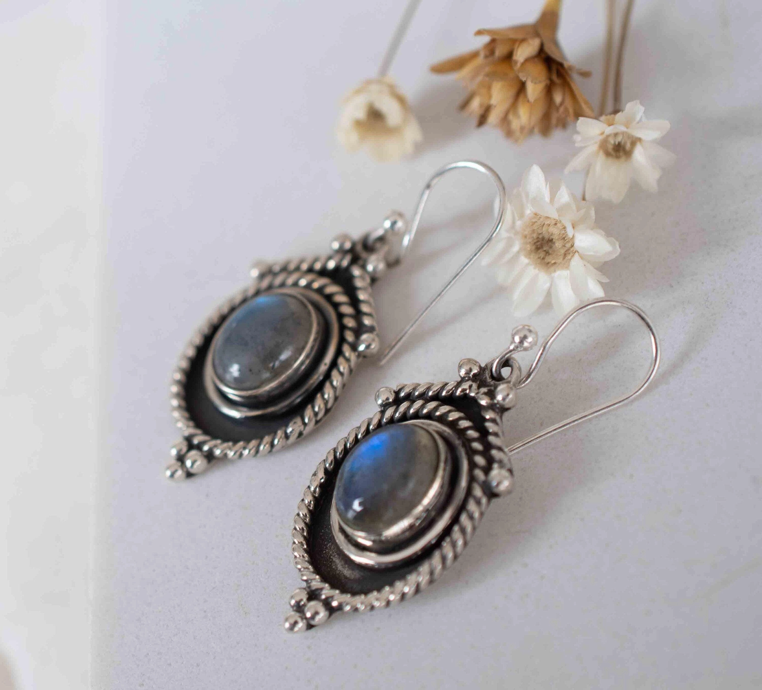 Labradorite Earrings ~ Sterling Silver 925 ~ME002
