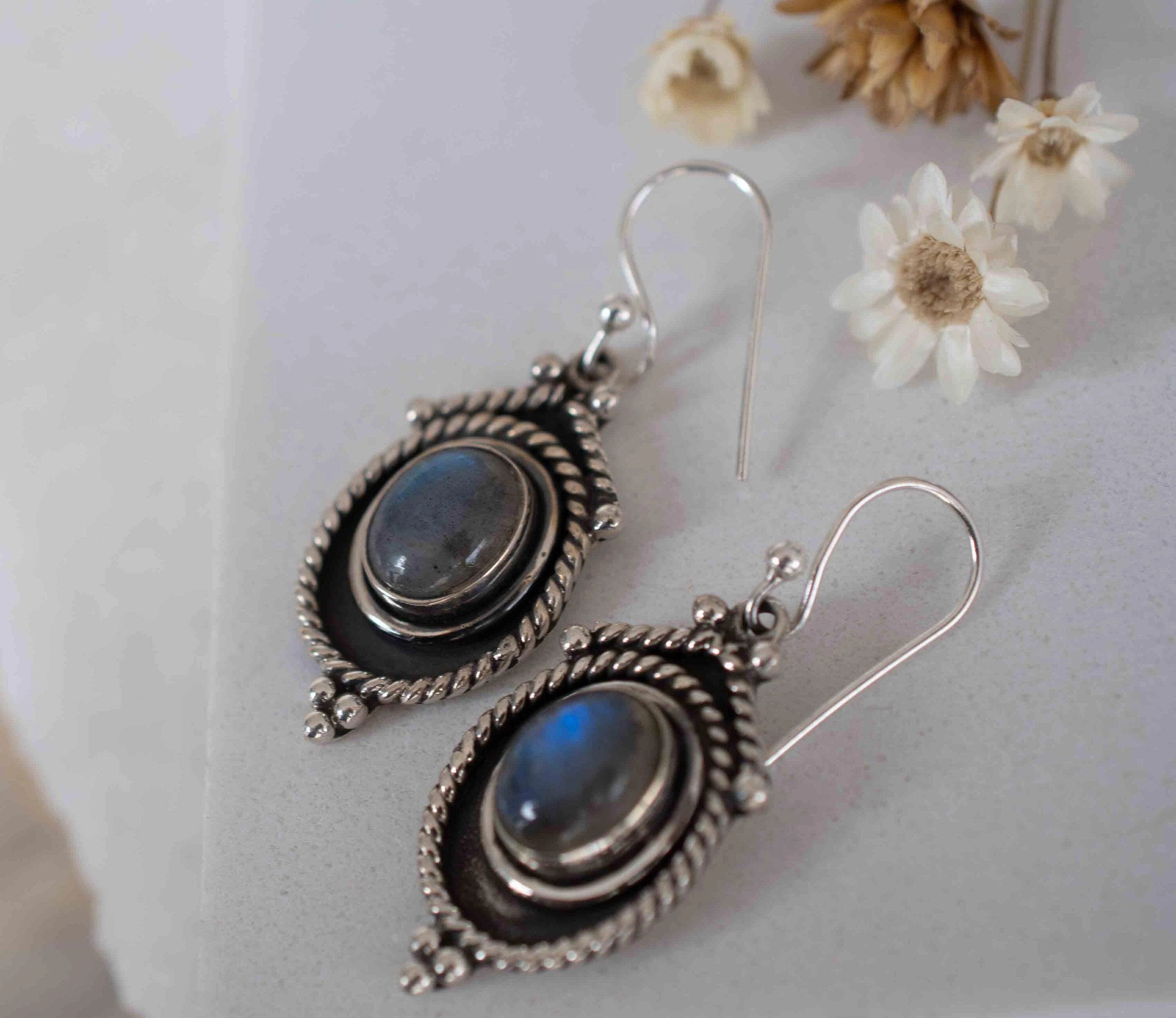 Labradorite Earrings ~ Sterling Silver 925 ~ME002