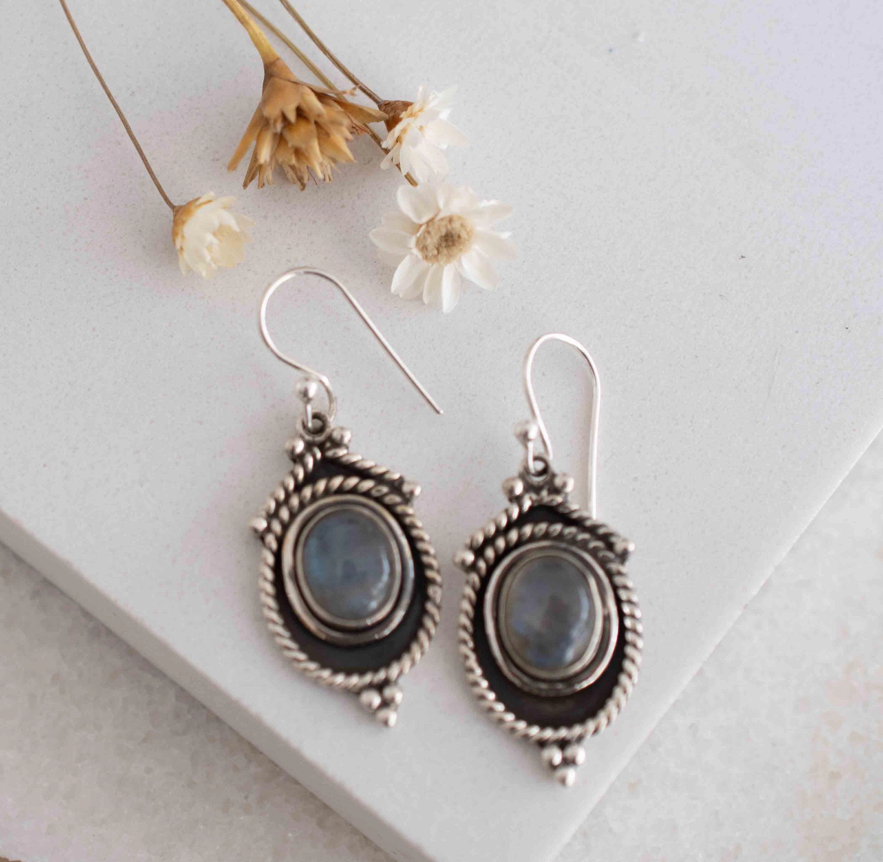 Labradorite Earrings ~ Sterling Silver 925 ~ME002