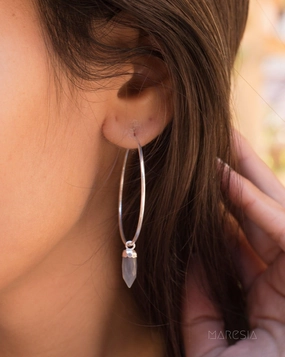 Labradorite Hoop Earrings ~ Sterling Silver or 14k Gold Filled  ~ ME053