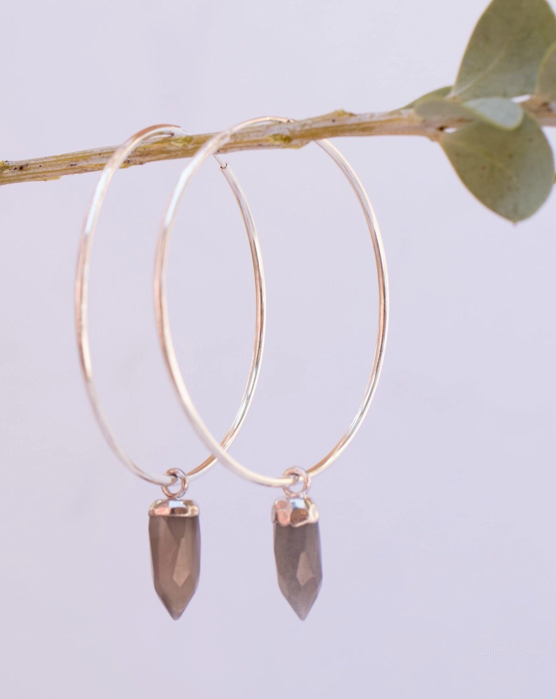 Labradorite Hoop Earrings ~ Sterling Silver or 14k Gold Filled  ~ ME053