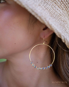 Labradorite Large Round Earrings ~ 18k Gold Plated ~ ME210