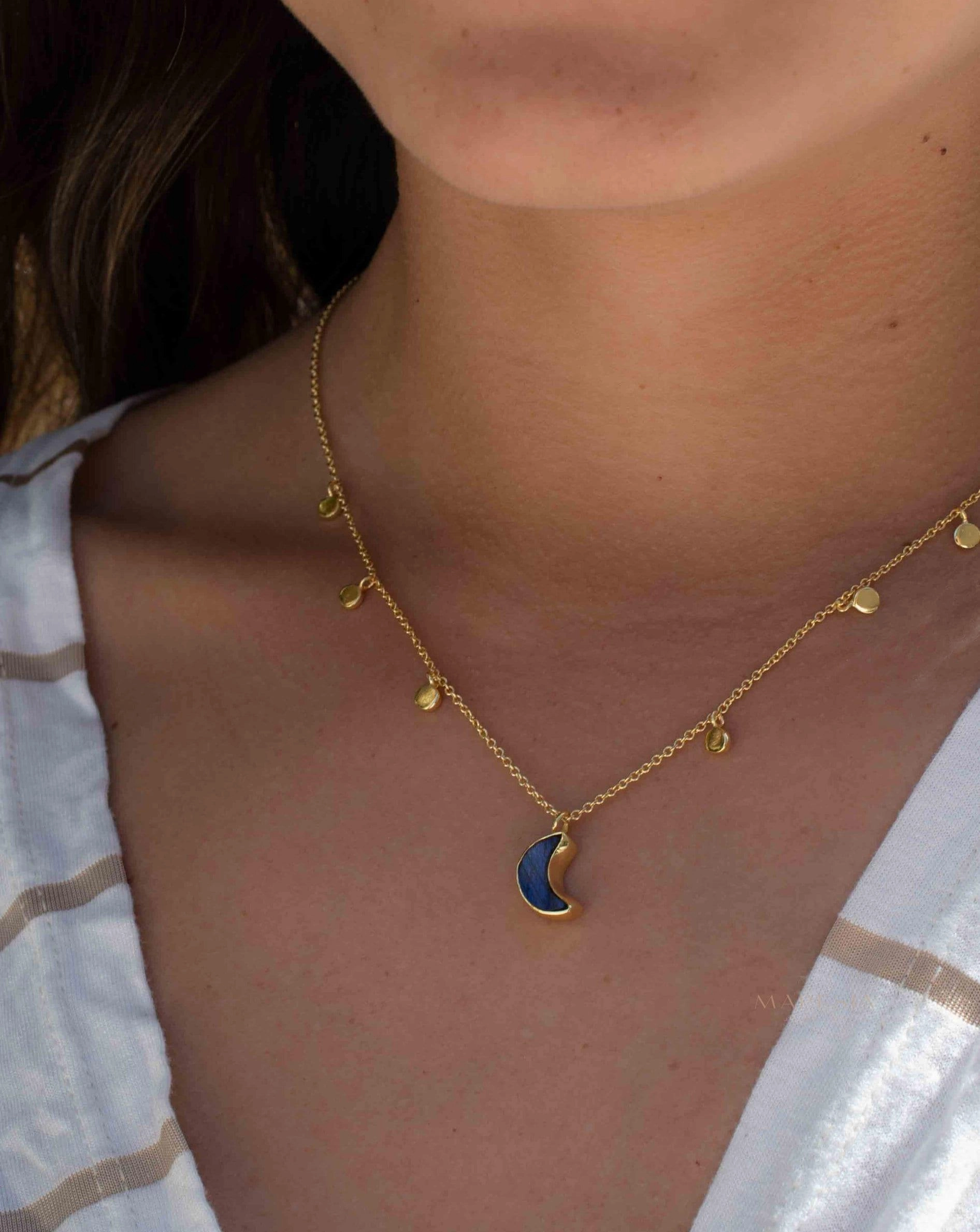 Labradorite, Moonstone or Rose Quartz Necklace ~ Gold Plated 18k ~ MN129