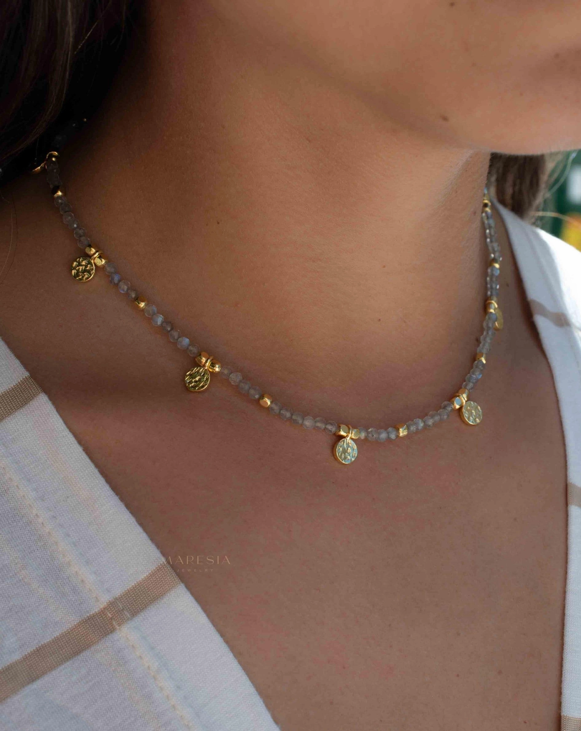 Labradorite Necklace ~ Gold Plated 18k ~ MN107