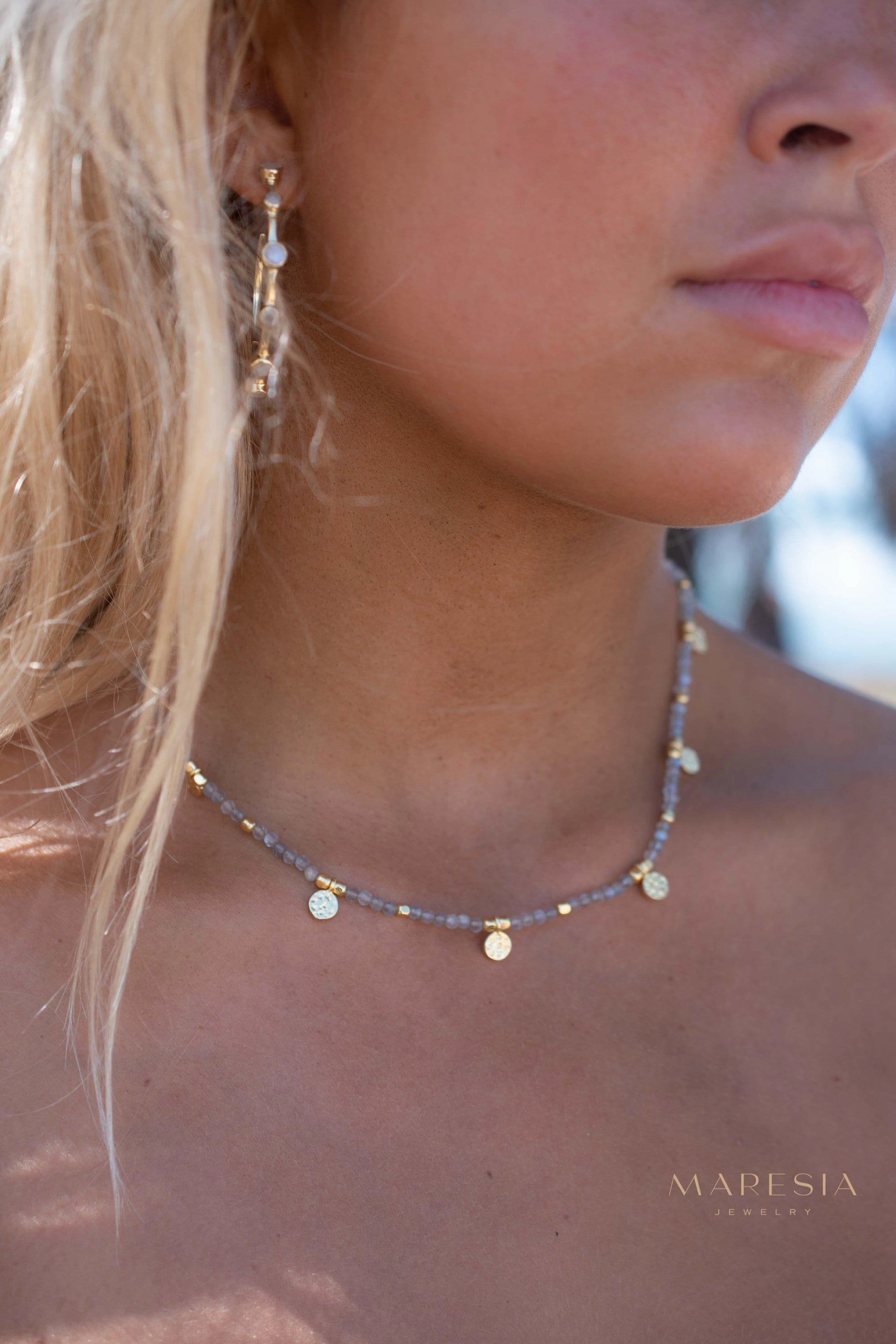 Labradorite Necklace ~ Gold Plated 18k ~ MN107