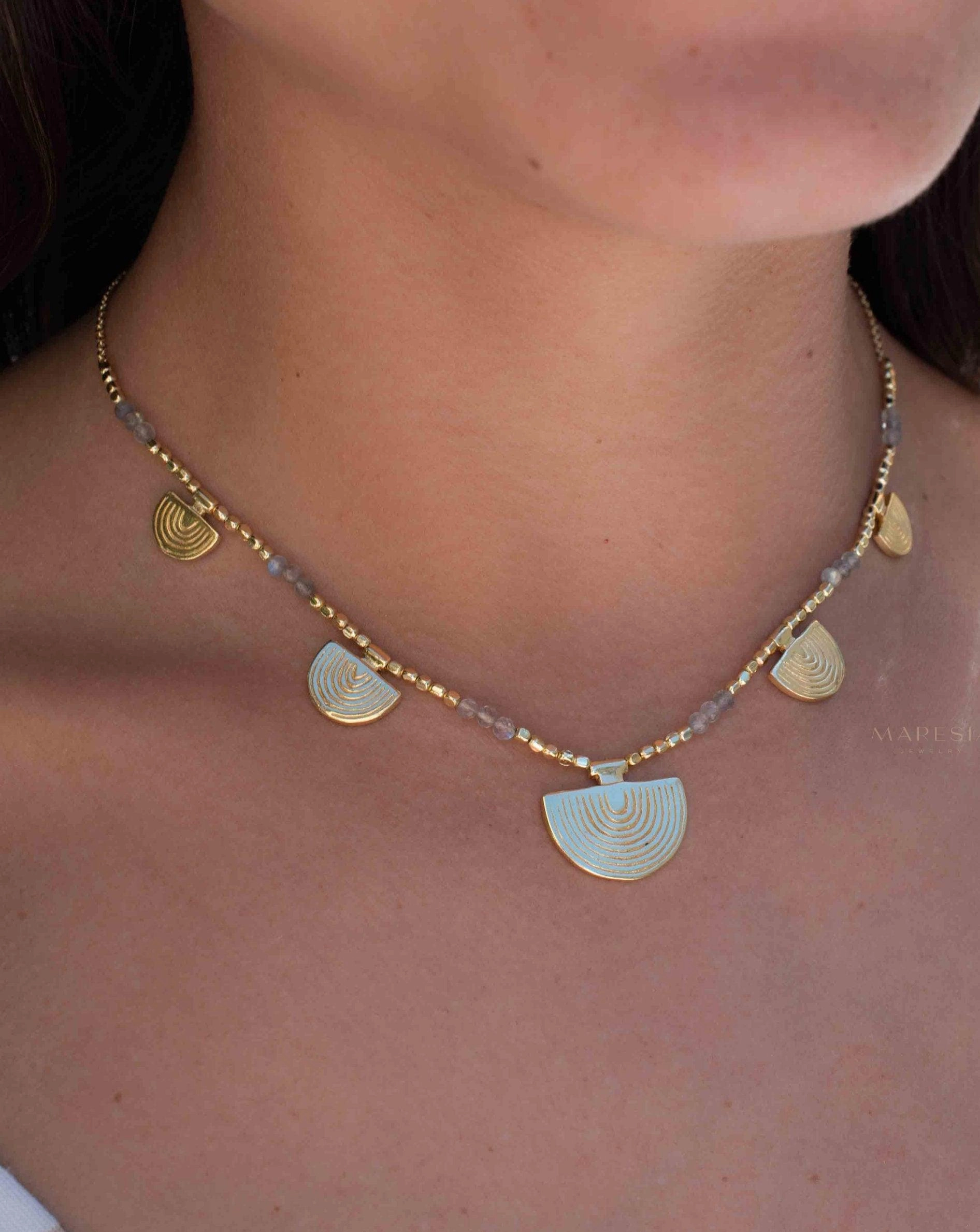 Labradorite Necklace ~ Gold Plated 18k ~ MN139