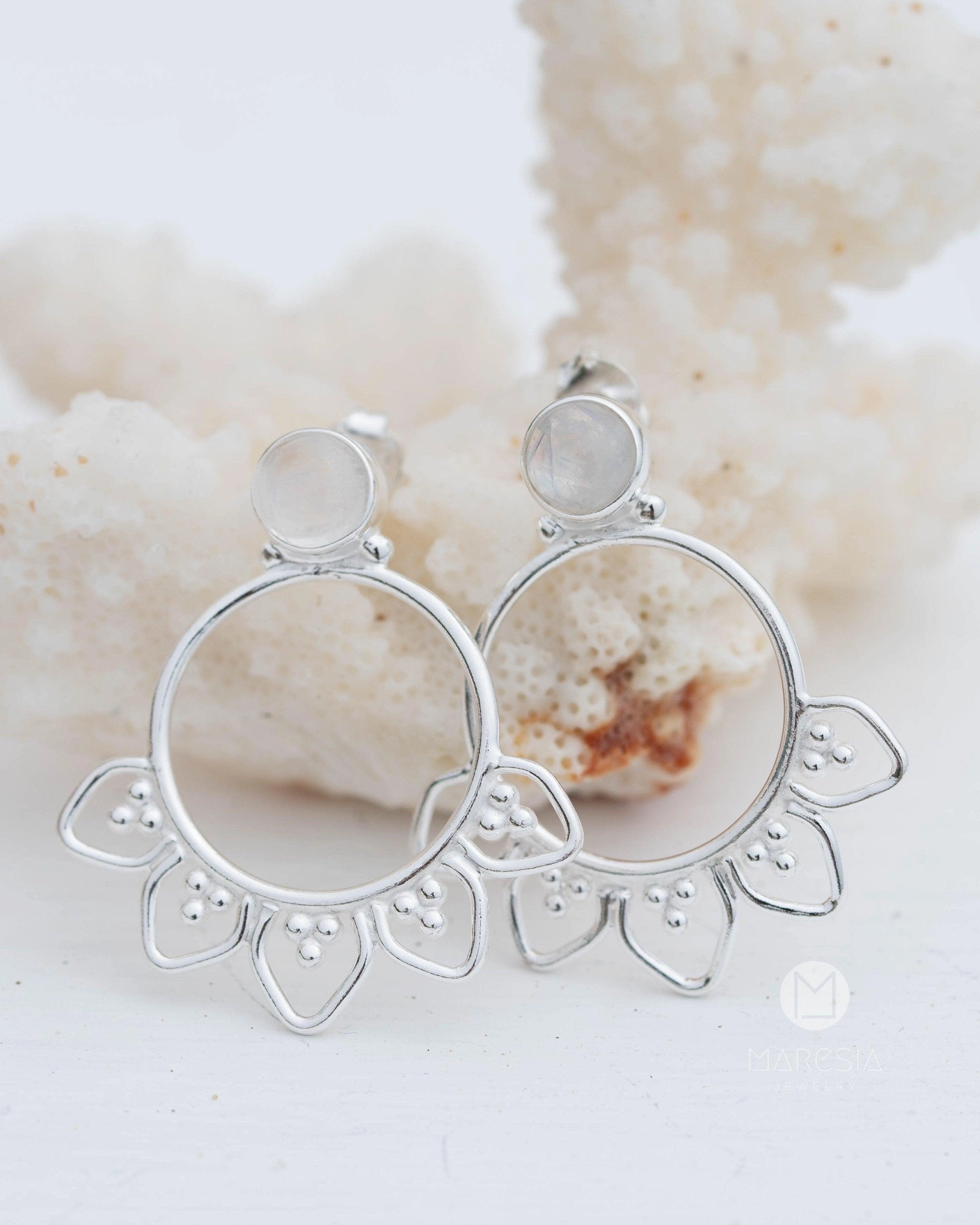 Labradorite or Moonstone Earrings ~ Sterling Silver 925 ~ ME156A