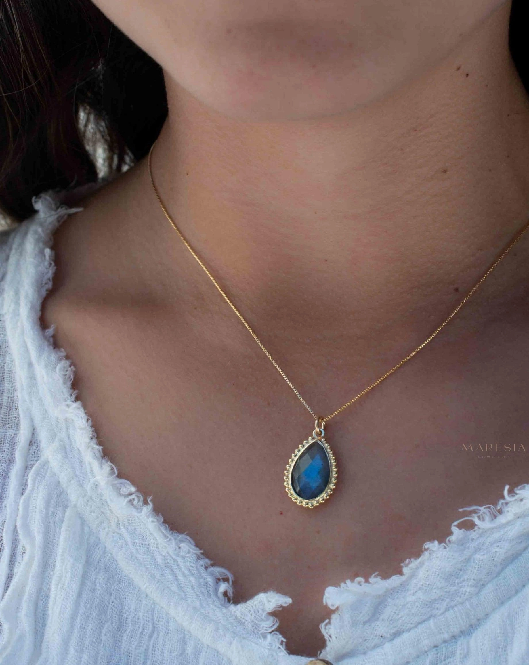 Labradorite, Pink Moonstone, Black Onyx, Aventurine & Aqua Chalcedony Necklace ~ Sterling Sivler or Gold Plated over Sterling Silver ~ MN149
