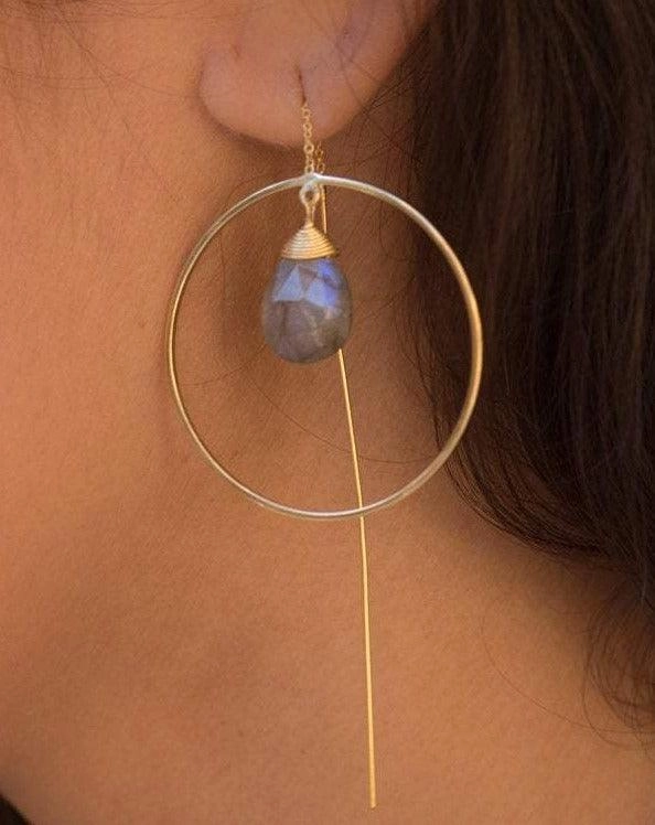 Labradorite Threader Earrings ~ 18k Gold Plated ~ ME103