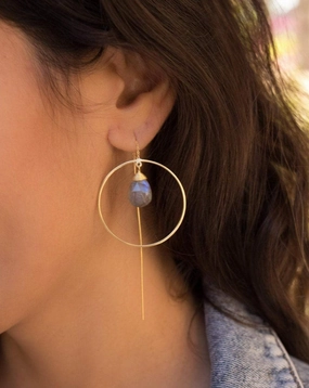 Labradorite Threader Earrings ~ 18k Gold Plated ~ ME103