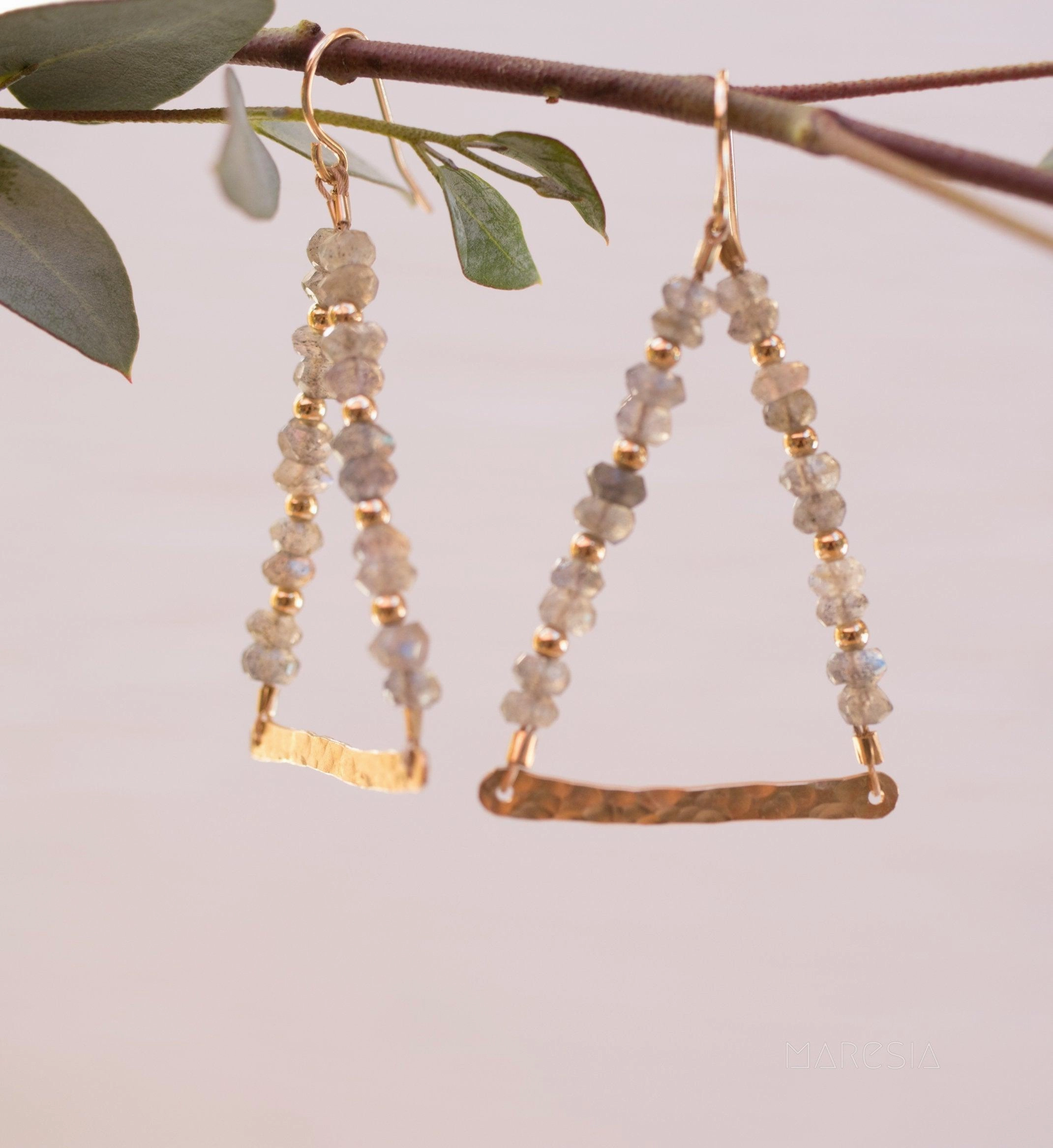 Labradorite Triangle Earrings ~ 14k Gold Filled ~ME055