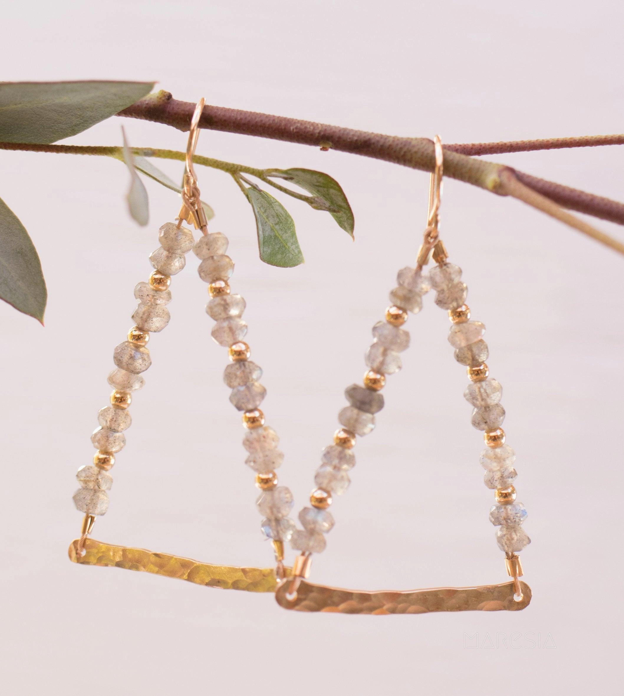 Labradorite Triangle Earrings ~ 14k Gold Filled ~ME055