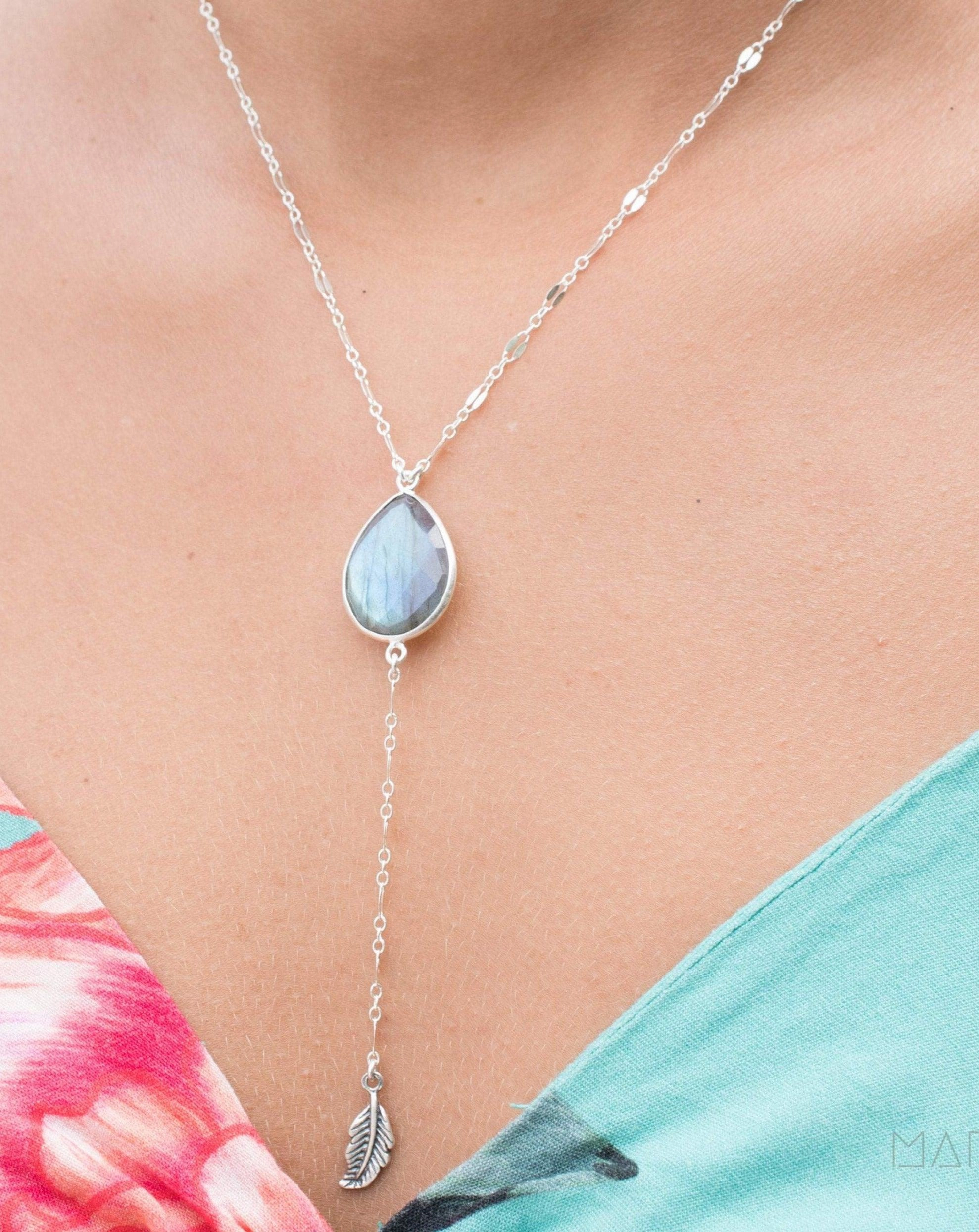 Labradorite Y Necklace ~ Sterling Silver 925 ~ MN010