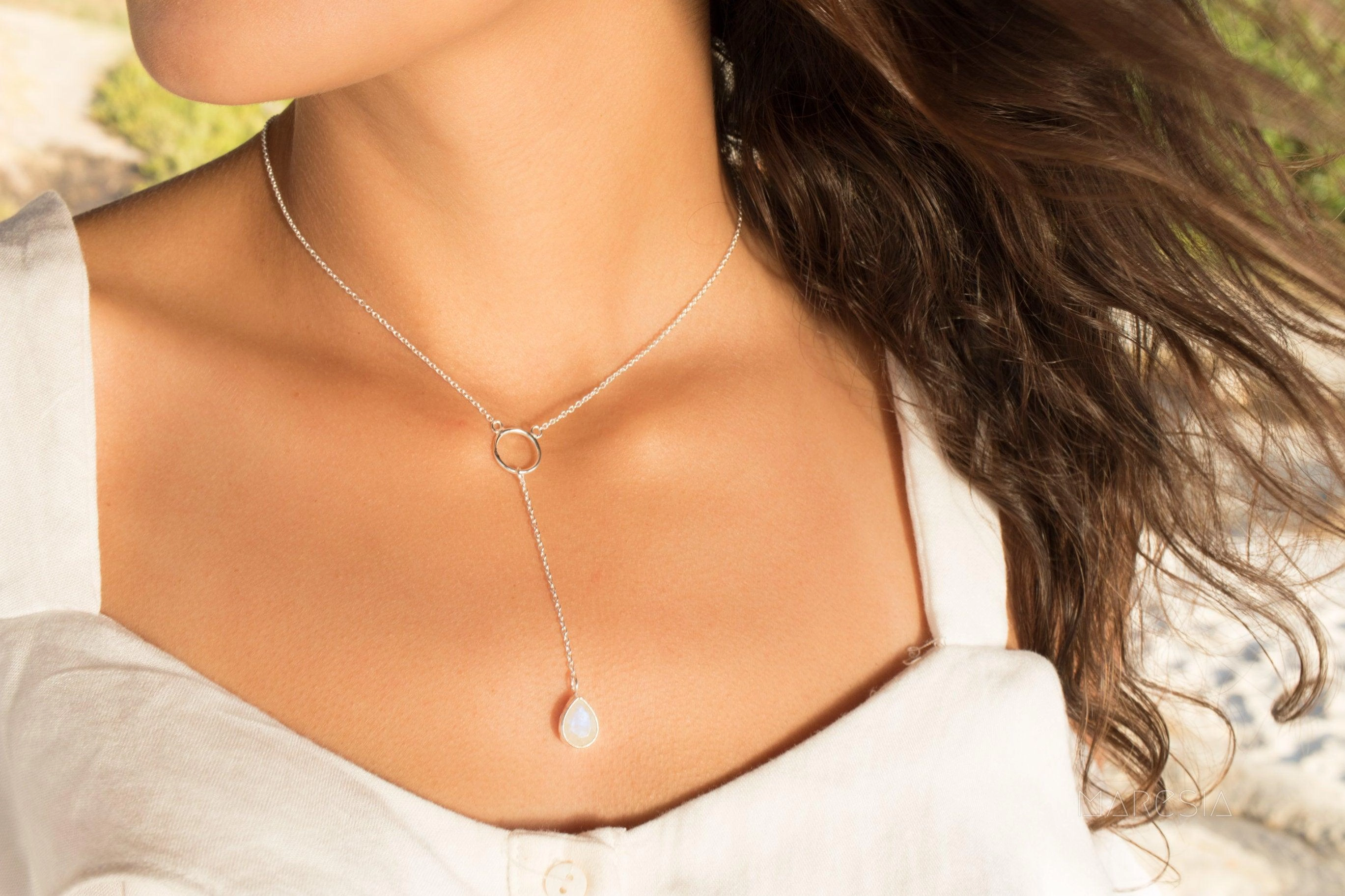 Labradorite Y Necklace ~ Sterling Silver 925~MN001