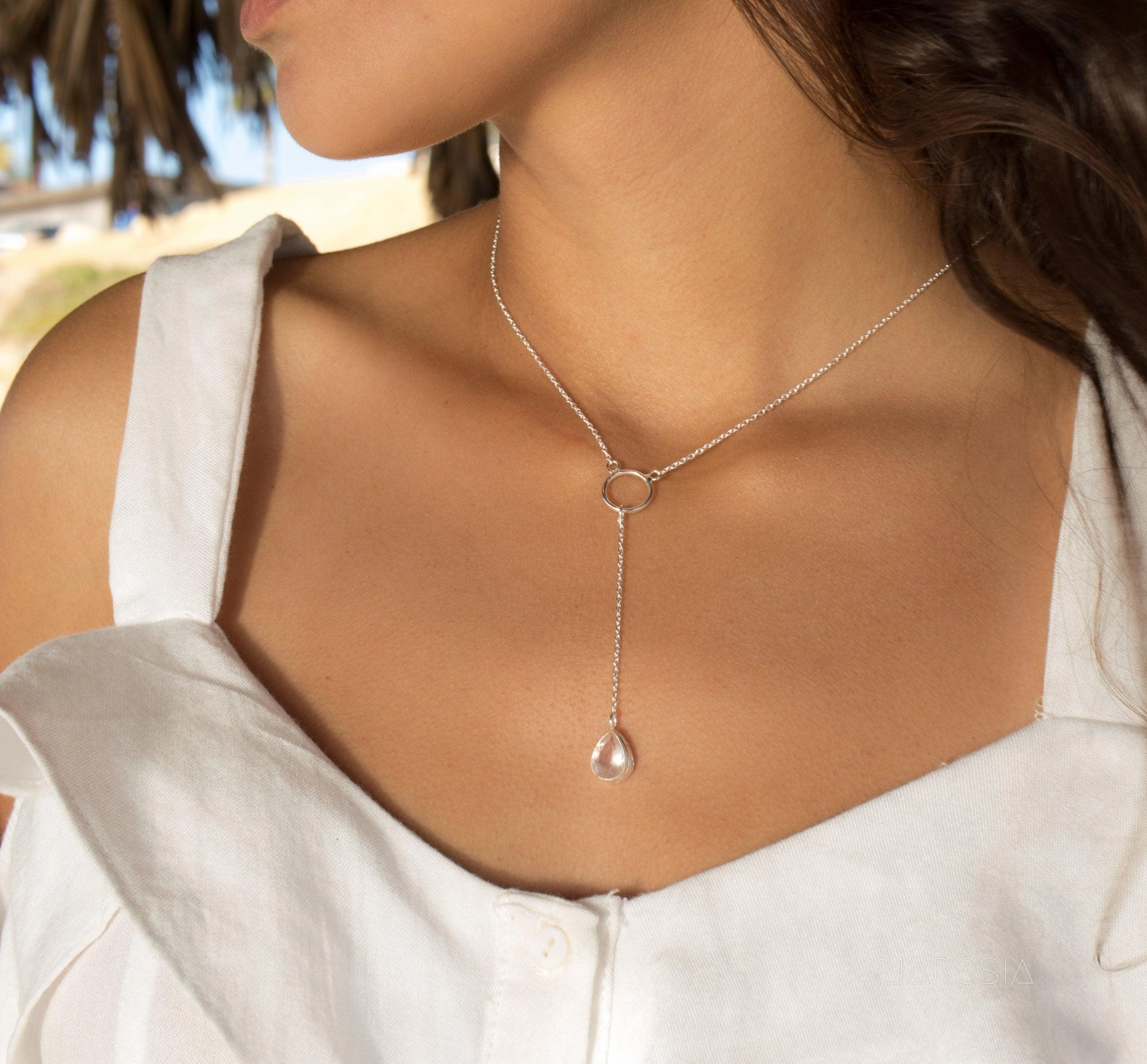 Labradorite Y Necklace ~ Sterling Silver 925~MN001