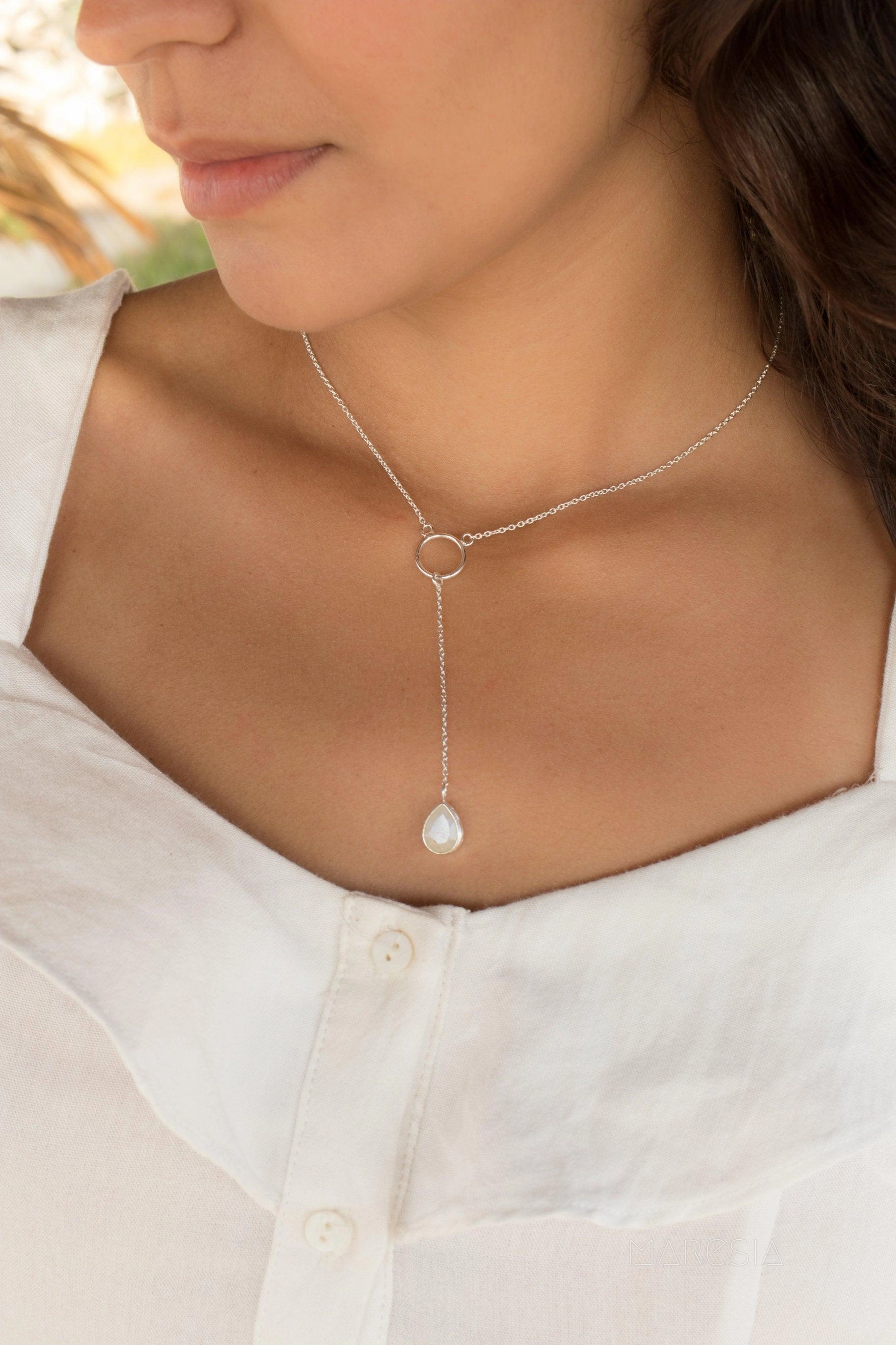 Labradorite Y Necklace ~ Sterling Silver 925~MN001
