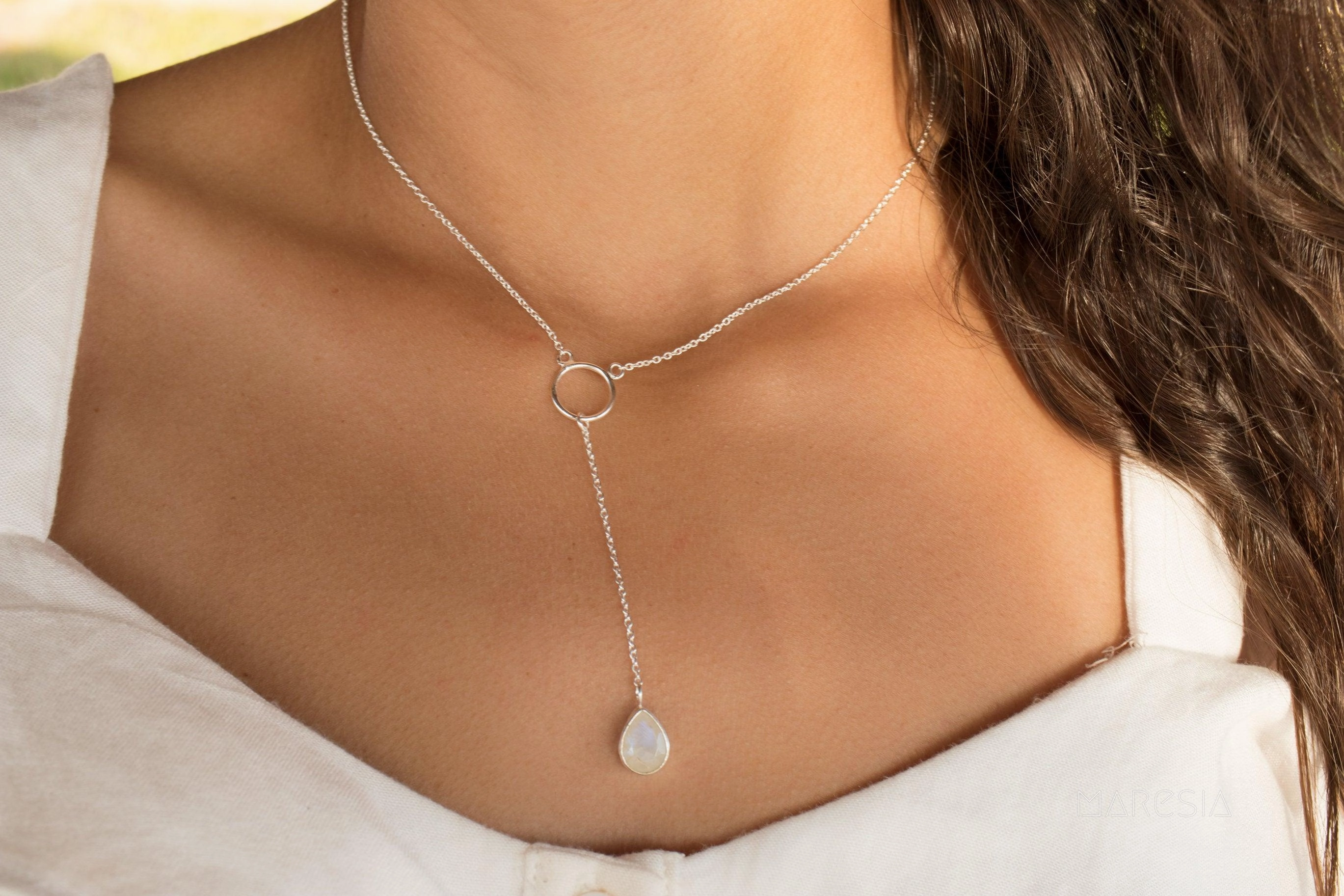 Labradorite Y Necklace ~ Sterling Silver 925~MN001