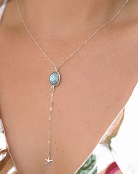 Labradorite Y Necklace ~ Sterling Silver 925 or Gold Plated ~MN051