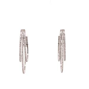 Ladies Triple Hoop Diamond Earrings