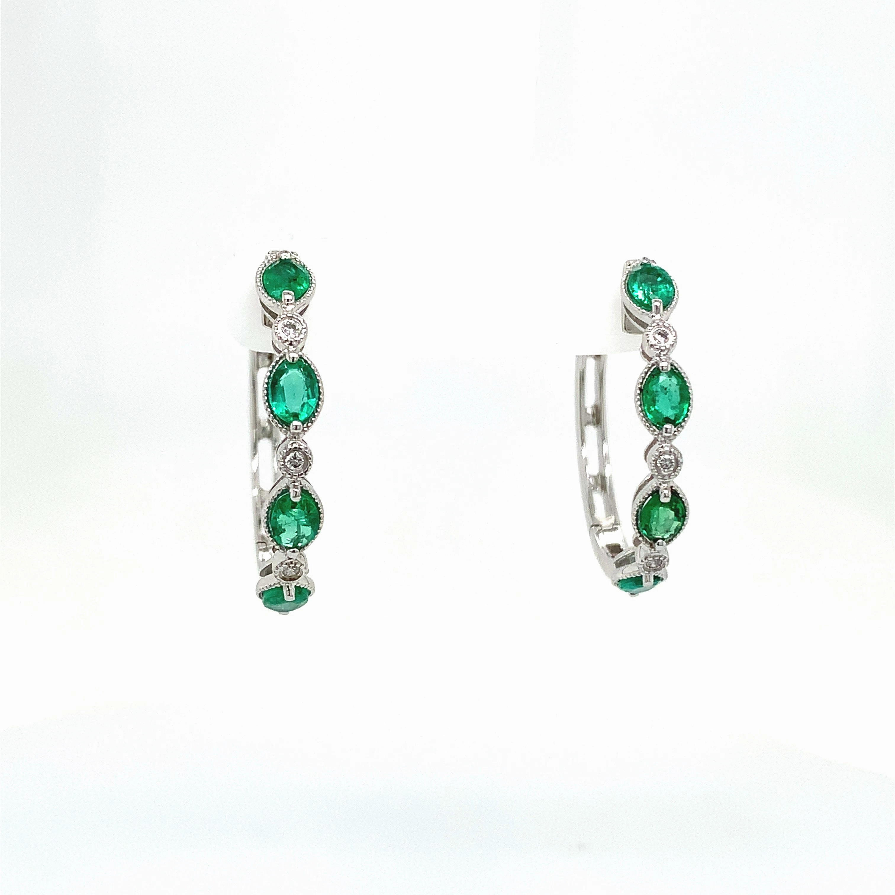 Ladies Emerald and Diamond Earrings