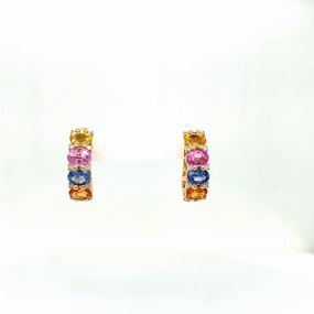 Ladies Multicolor Sapphire and Diamond Huggies