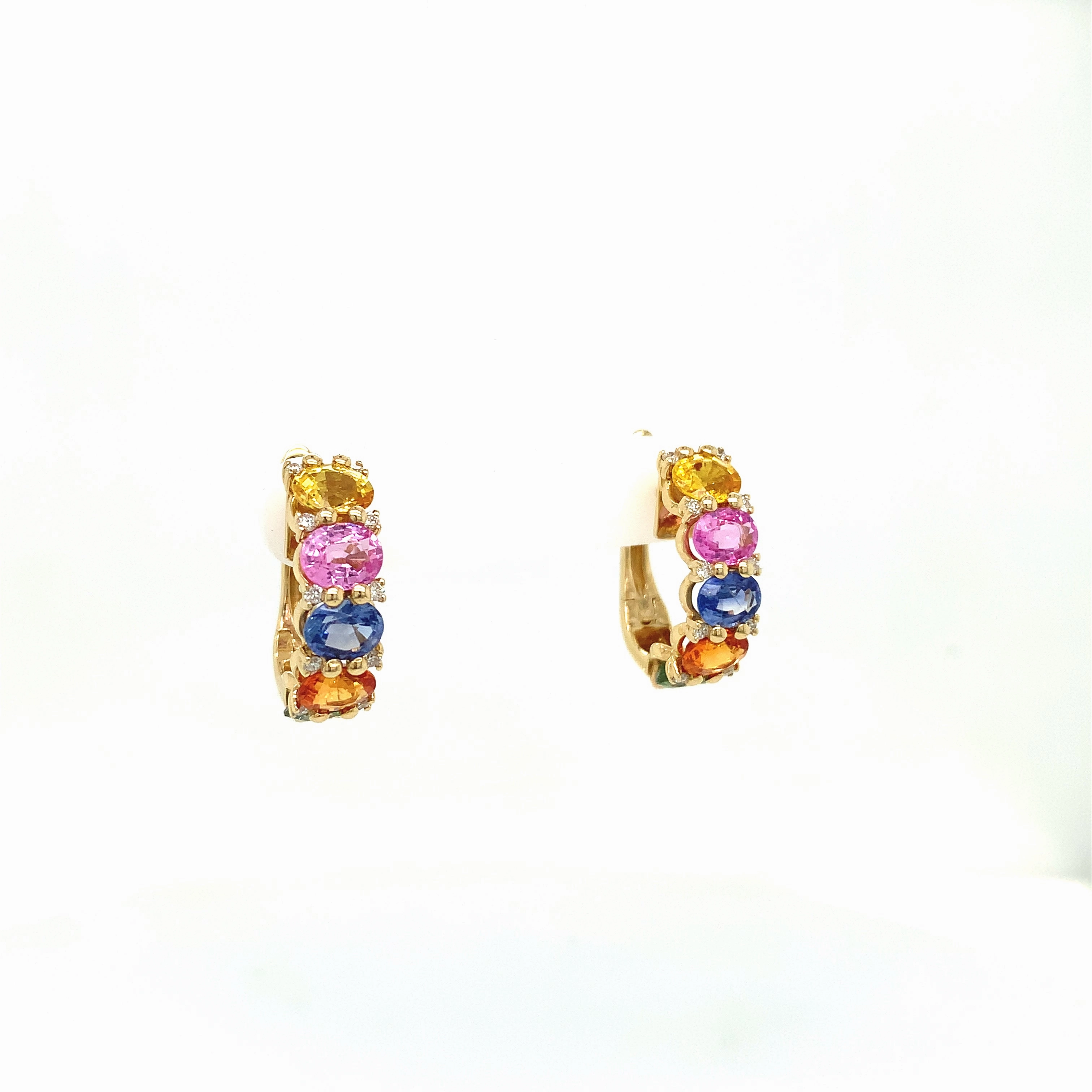 Ladies Multicolor Sapphire and Diamond Huggies