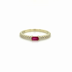 Ladies Ruby Baguette and Diamond Ring