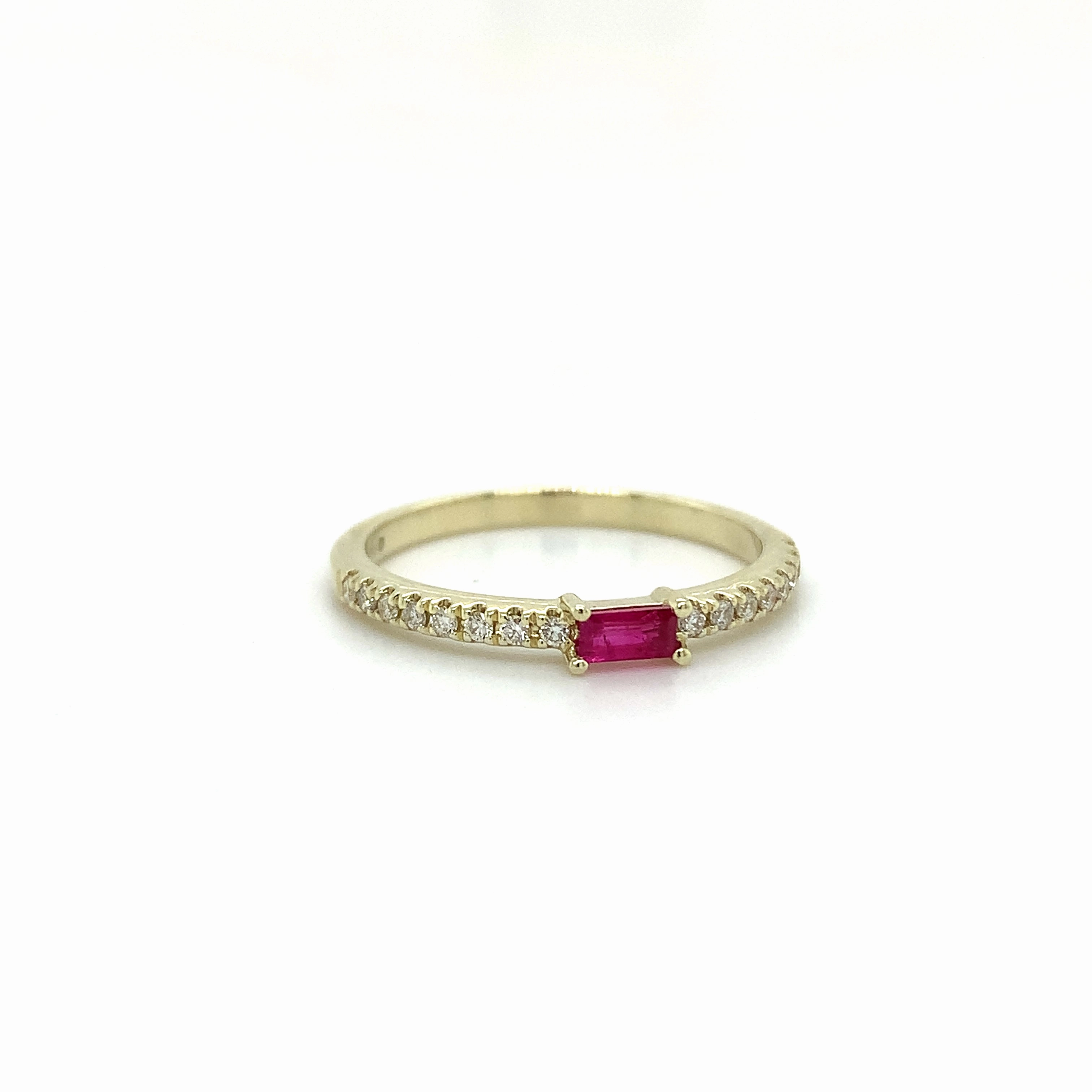 Ladies Ruby Baguette and Diamond Ring