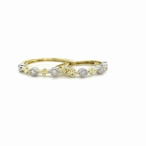 Ladies Two-Tone Diamond Beaded Hoops