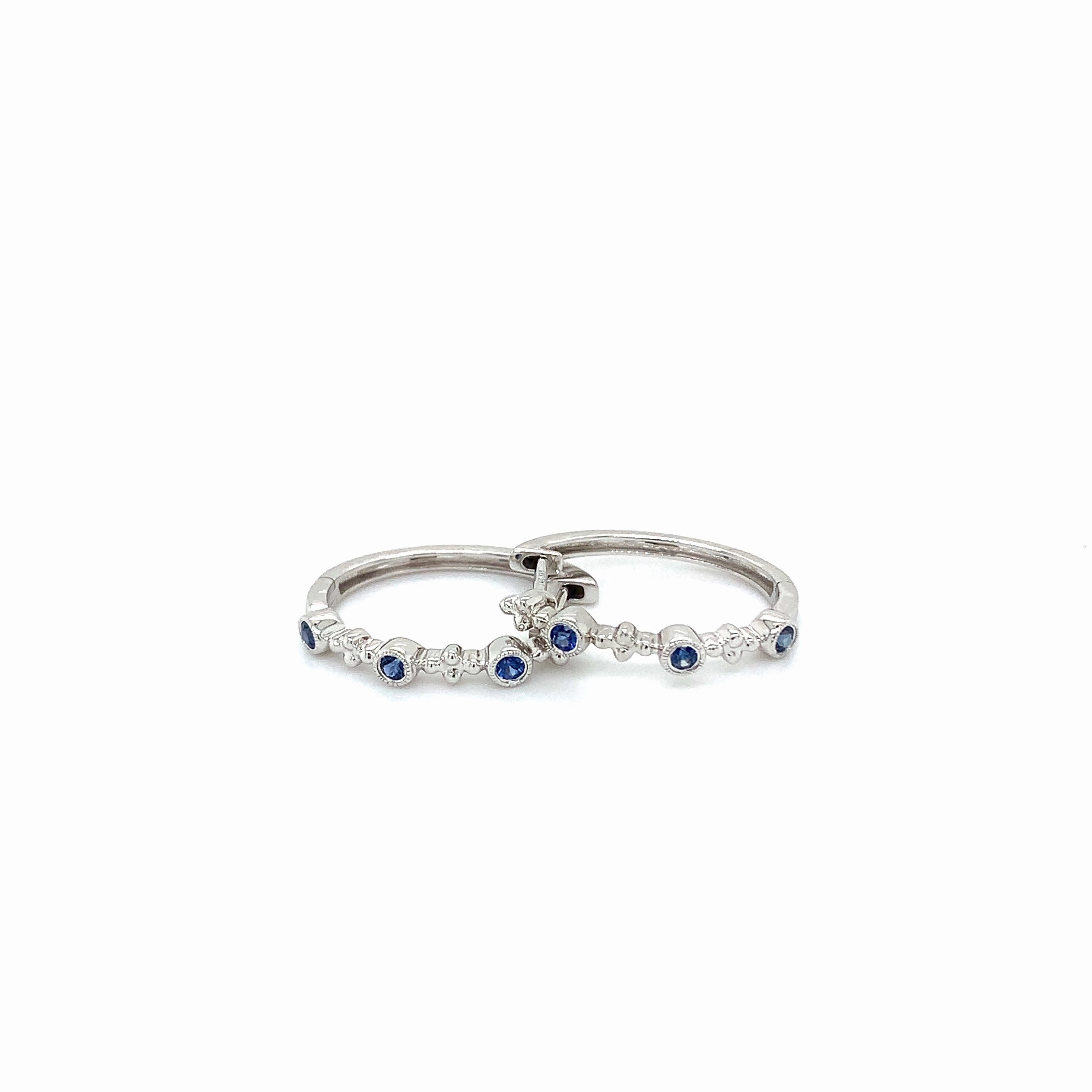 Ladies White Gold Sapphire Beaded Earrings