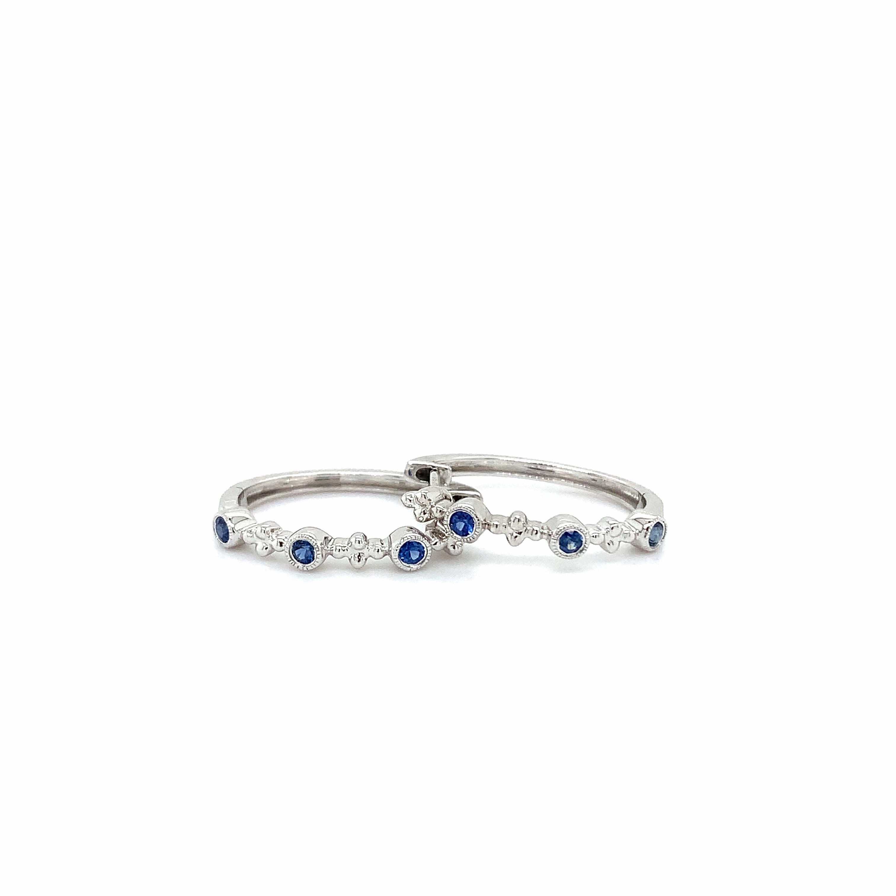 Ladies White Gold Sapphire Beaded Earrings