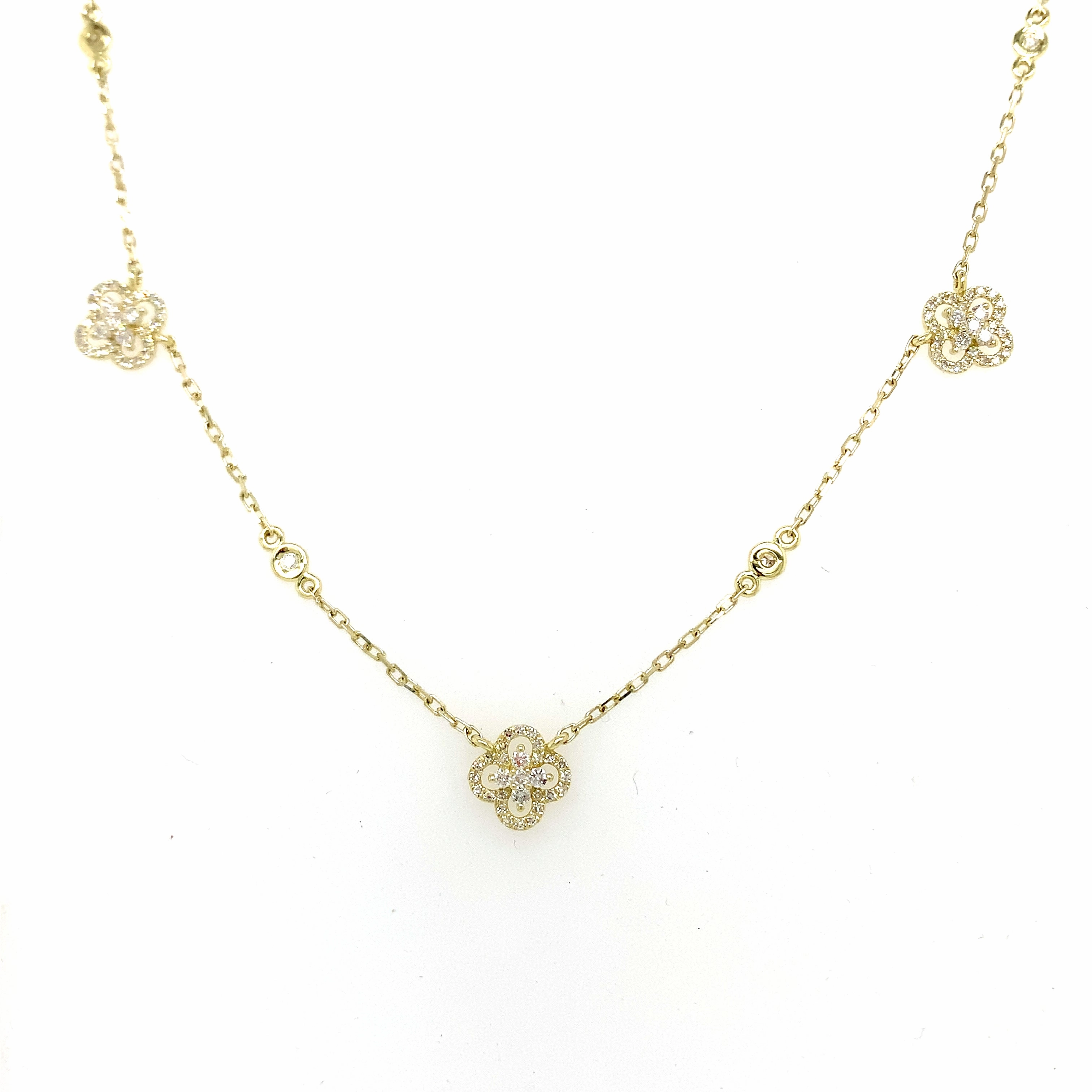 Lady's Diamond Clover Station Necklace