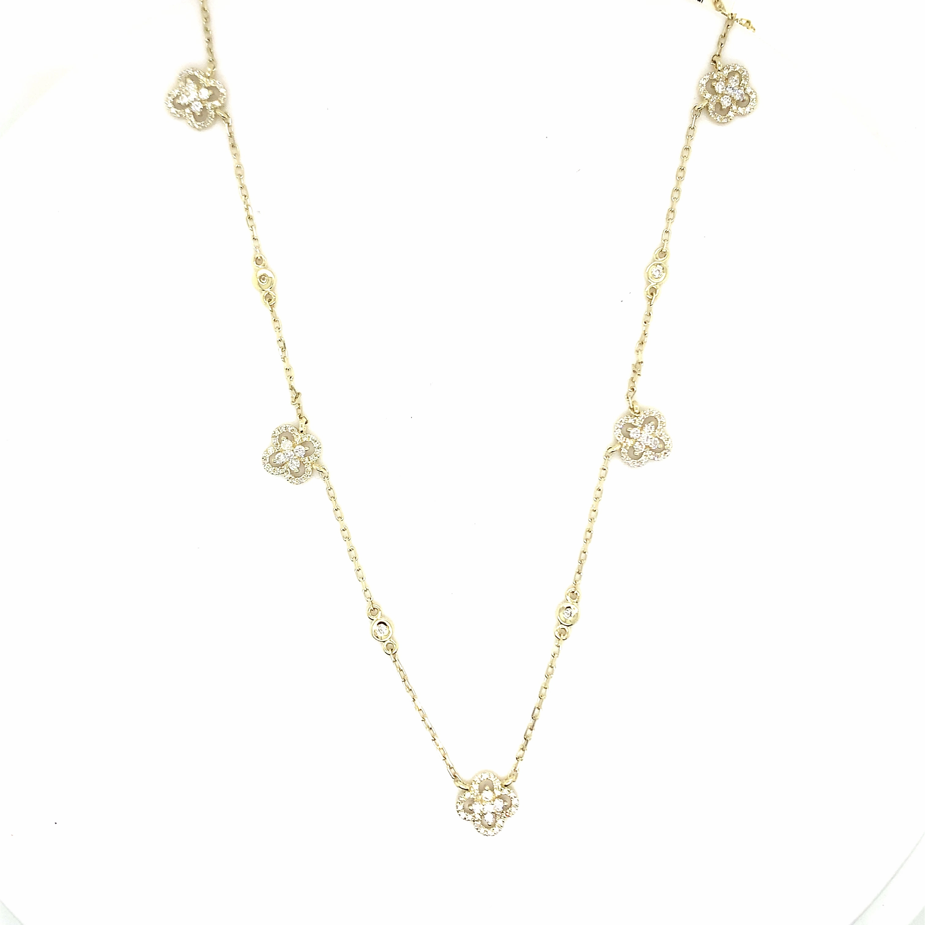 Lady's Diamond Clover Station Necklace