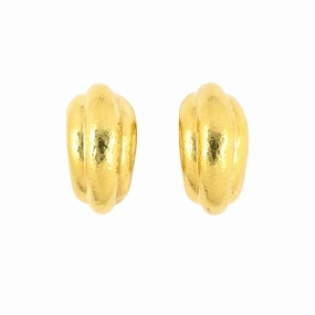 Lalaounis Neolithic Hammered Gold Earrings