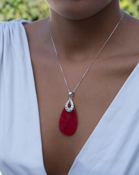 Lara Pendant ~ Mother of Pearl  or Coral ~ Sterling Silver 925 ~ SMP004