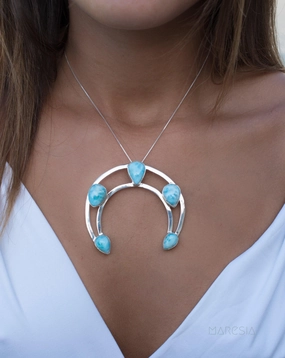 Larimar Necklace ~ Sterling Silver 925 ~ MN003A