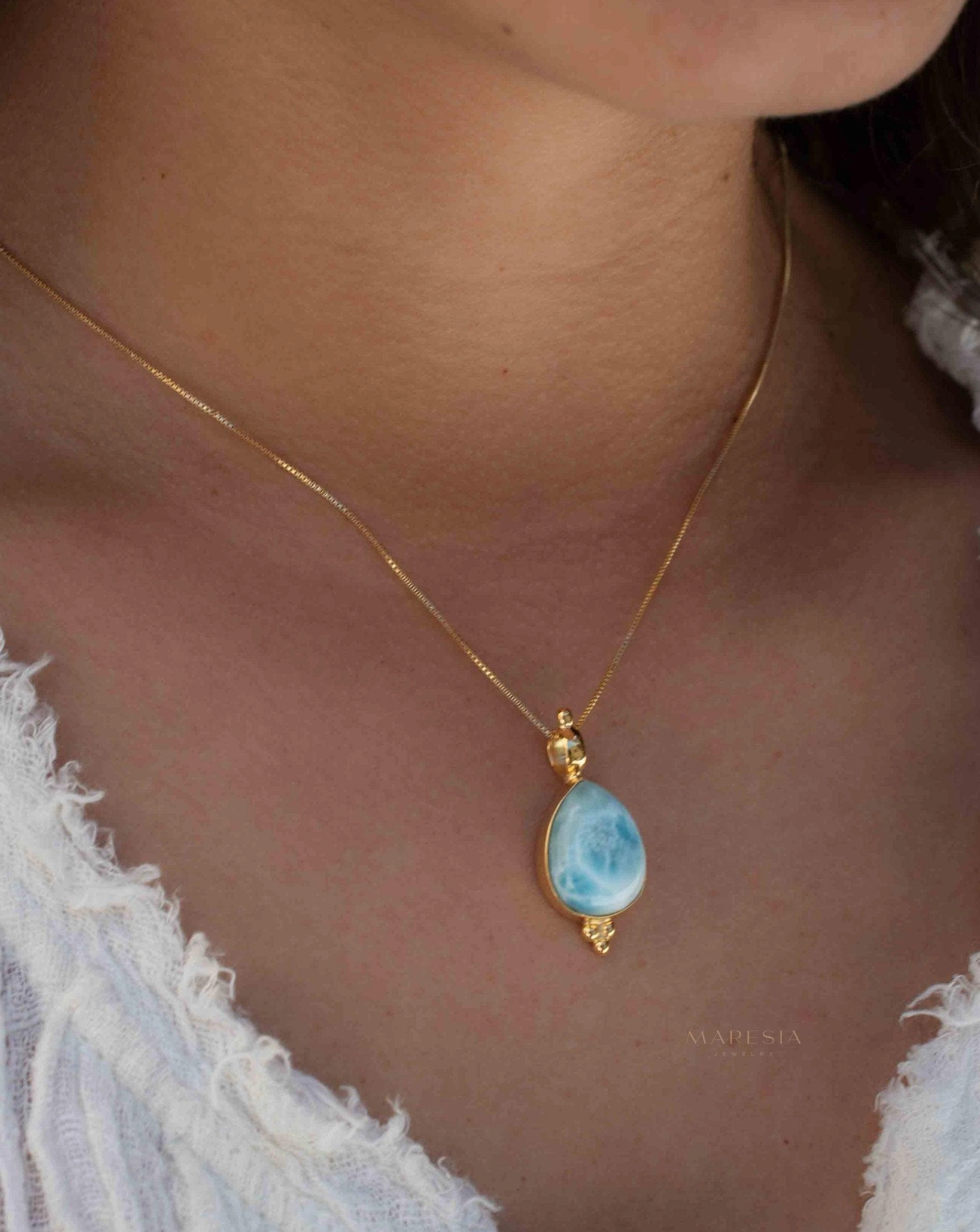 Larimar Pendant ~ Gold Plated over Sterling Silver ~ MN144