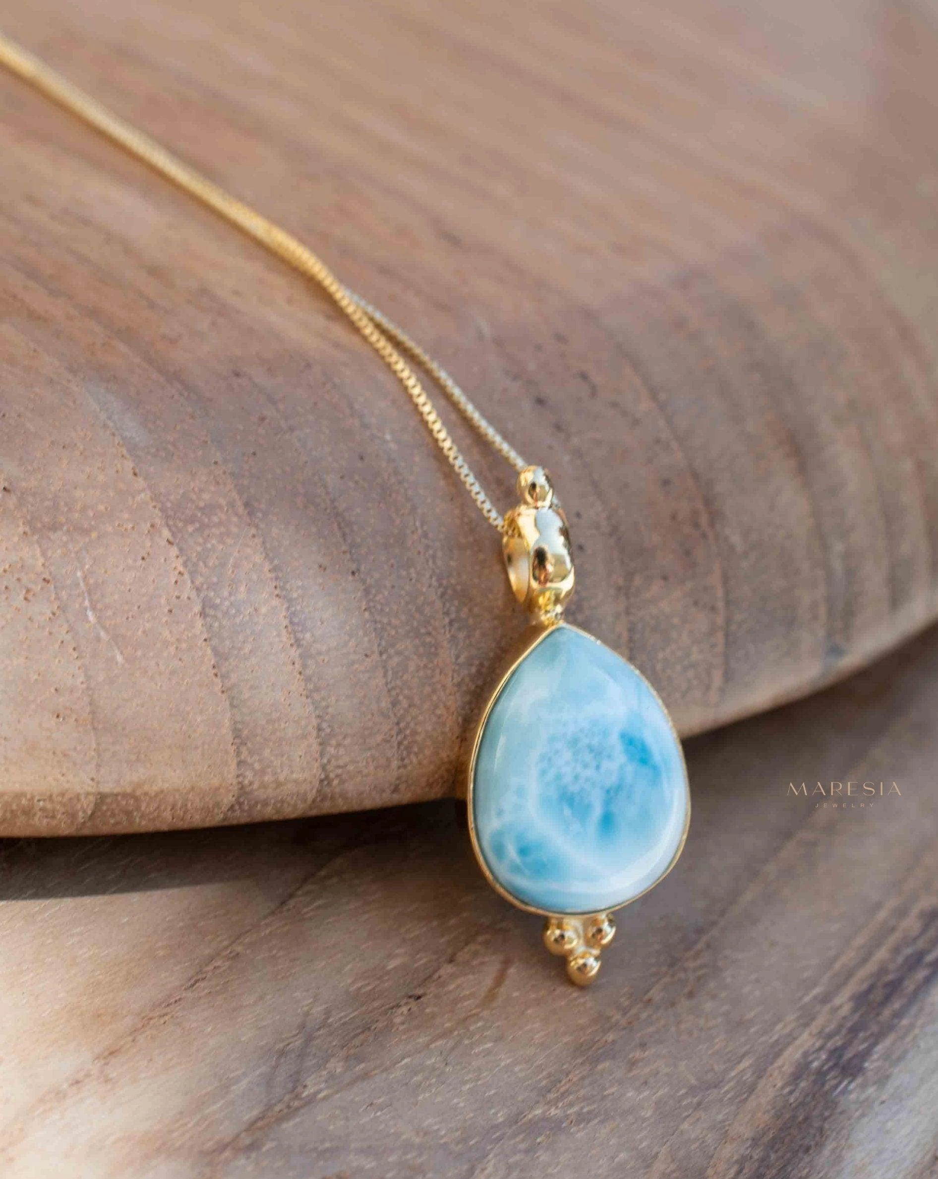 Larimar Pendant ~ Gold Plated over Sterling Silver ~ MN144