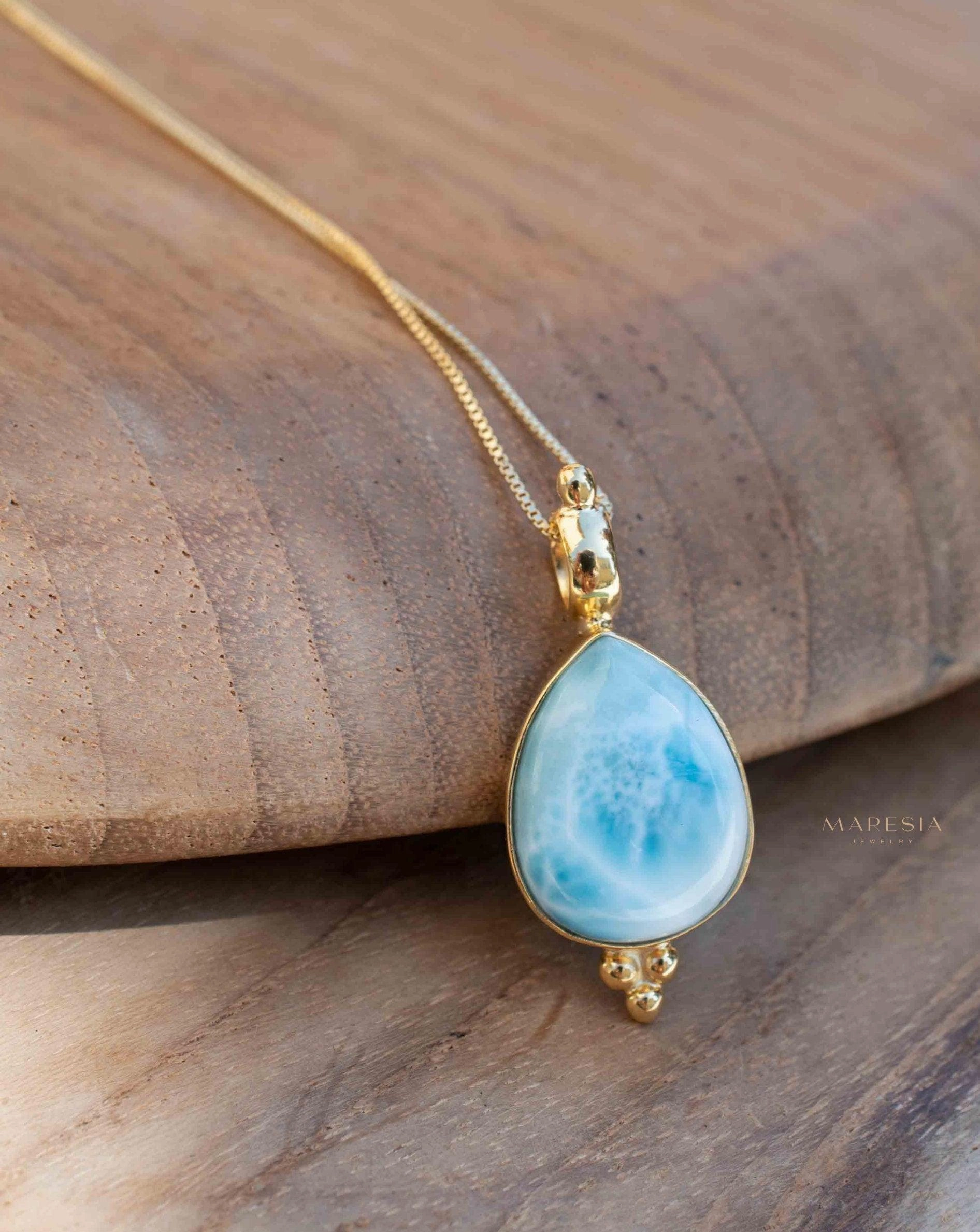 Larimar Pendant ~ Gold Plated over Sterling Silver ~ MN144