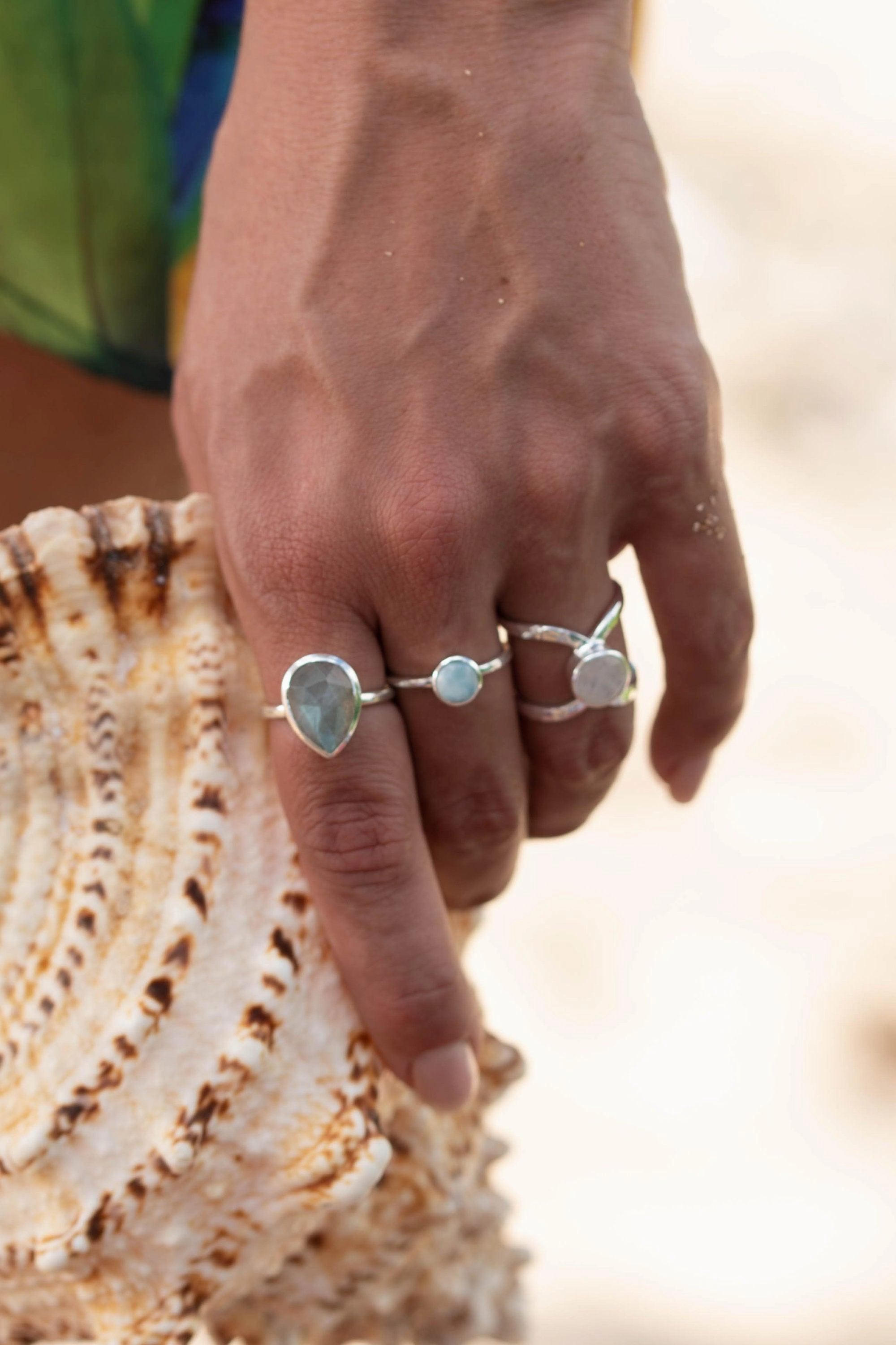 Larimar Ring ~  Sterling Silver 925 ~ MR236