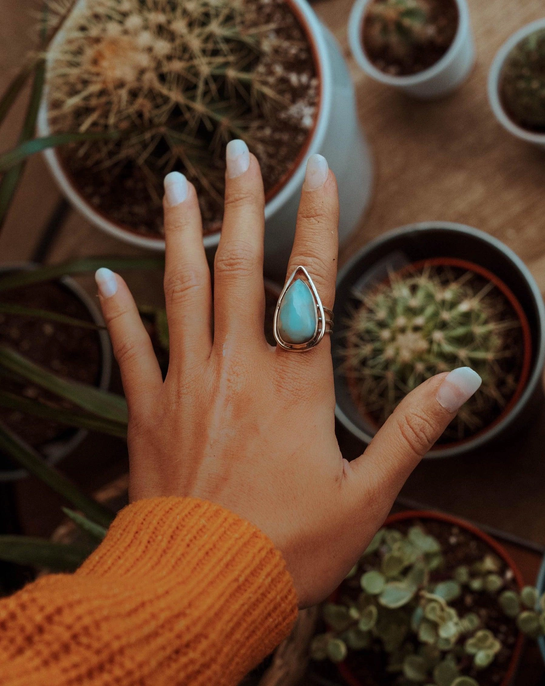 Larimar Ring ~ Sterling Silver 925 ~ MR265