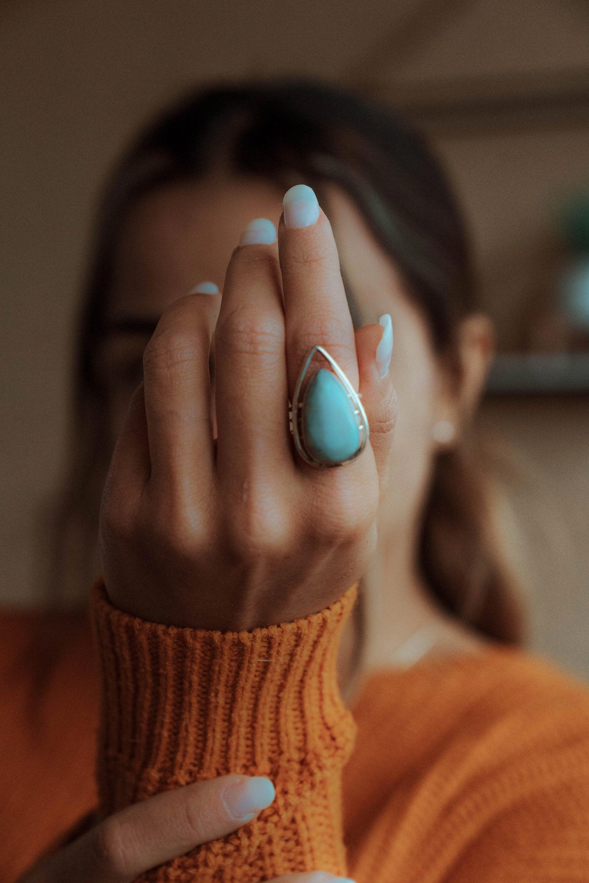 Larimar Ring ~ Sterling Silver 925 ~ MR265
