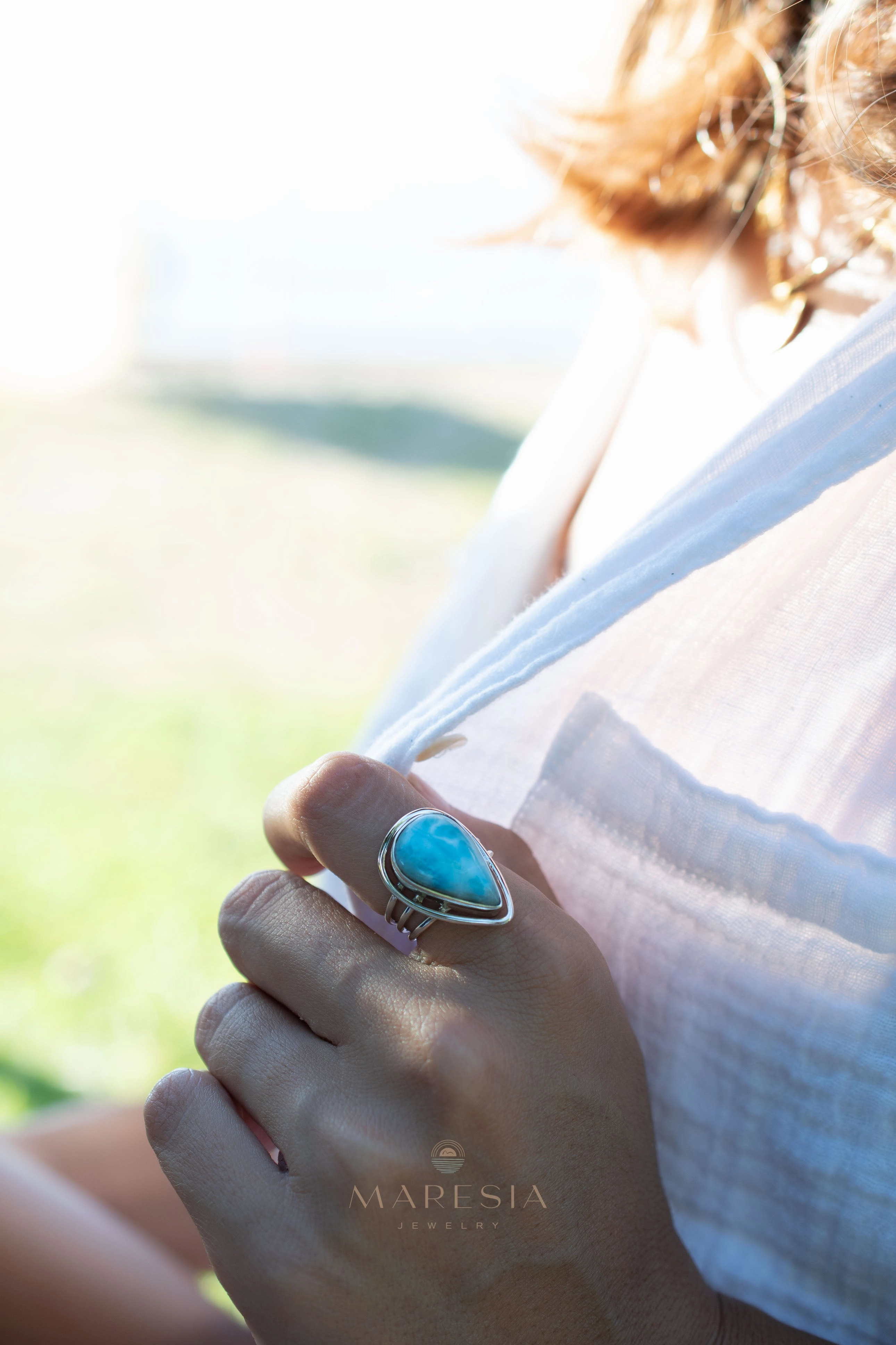 Larimar Ring ~ Sterling Silver 925 ~ MR265
